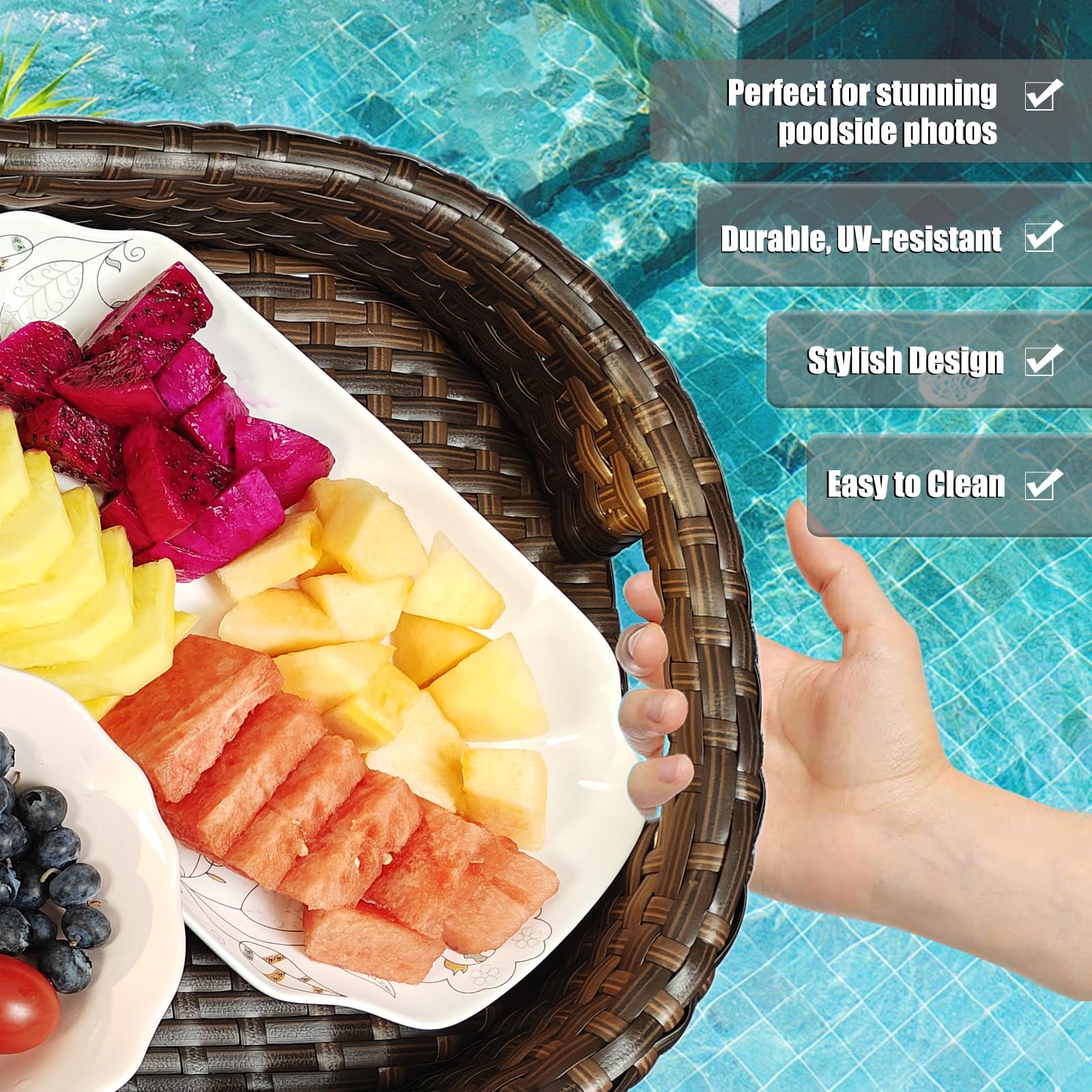 **Floating Pool Tray for Food & Drinks - Waterproof Rectangle Floating Table for Swimming Pool - Perfect for Pool Parties, Relaxation & Outdoor Activities**