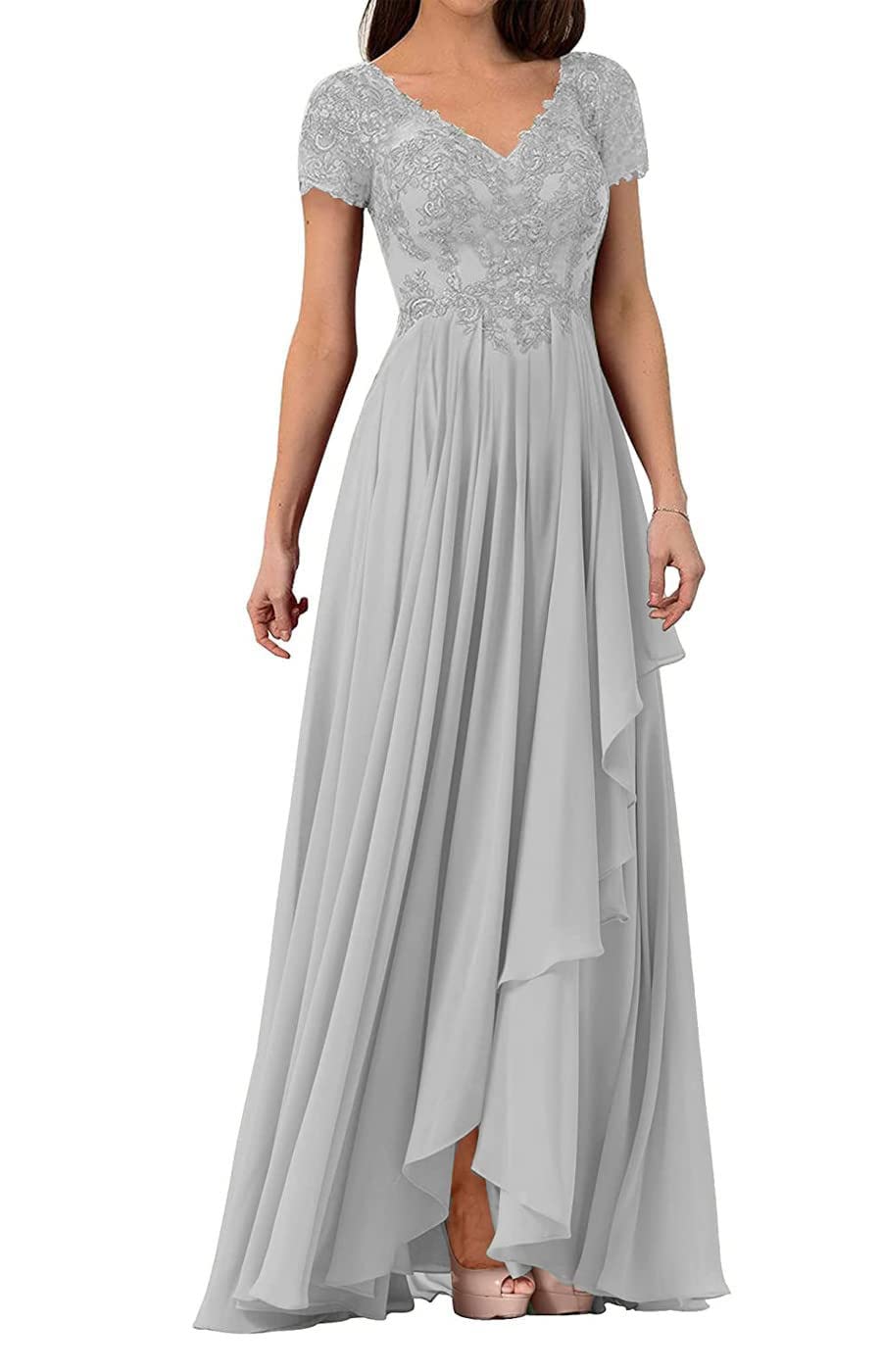 Elegant Mother of The Bride Dresses - Lace Wedding Guest Gowns for Women, Chiffon Formal Evening Dress with V-Neck | Perfect for Weddings, Receptions & Special Occasions