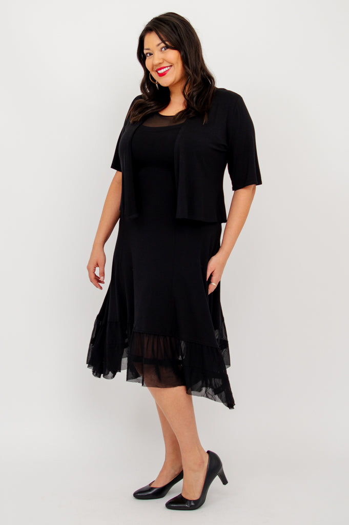 Danube Dress - Black Bamboo Fabric Women's Summer Dress for Casual Wear, Beach Outings, and Date Nights
