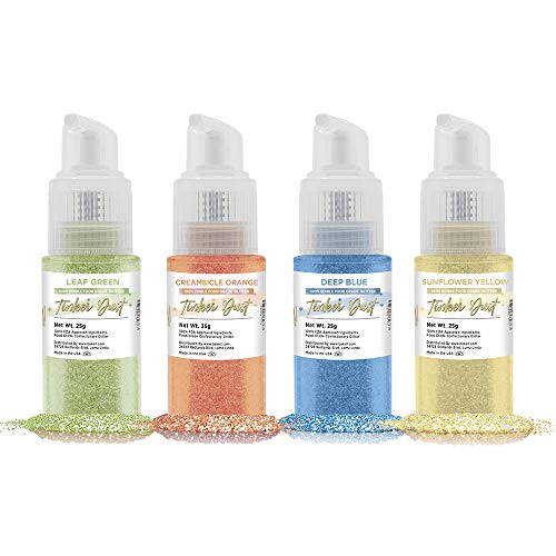 Summer Beach Tinker Dust Edible Glitter Pump Combo Pack (4 PC) - Food Safe Sparkles for Baking, Cocktails & Body Art - Perfect for Cupcakes, Drinks & Festival Makeup