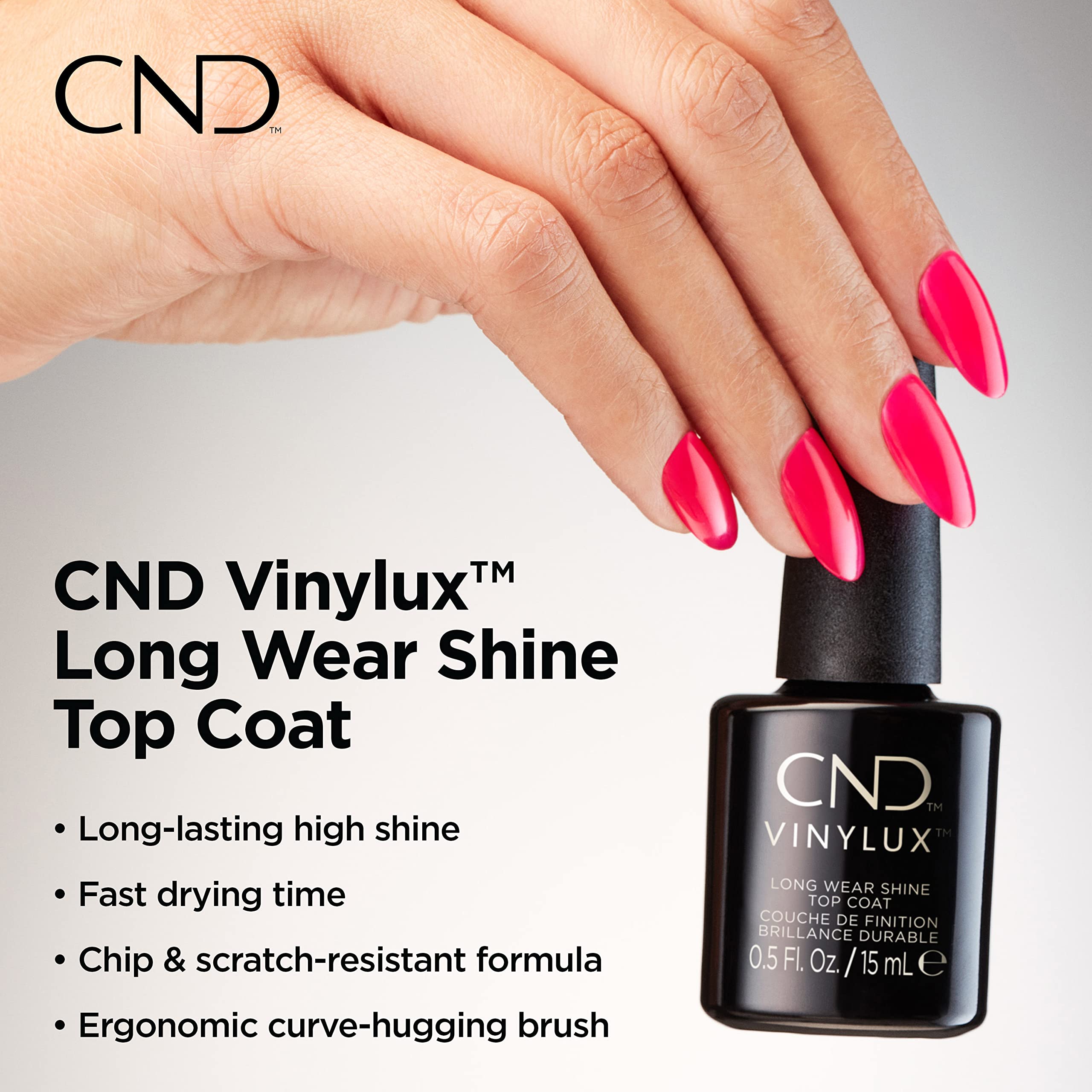 CND Vinylux Long Wear Shine Top Coat - Quick Drying Nail Polish, Easy Removal, 0.5 Fl Oz - Perfect for Salon Quality Manicures at Home & Professional Nail Care