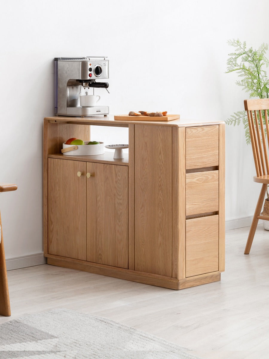 Solid Oak Wood Modern Nordic Sideboard - Mid-Century Buffet Cabinet for Dining Room, Living Room & Entryway Storage