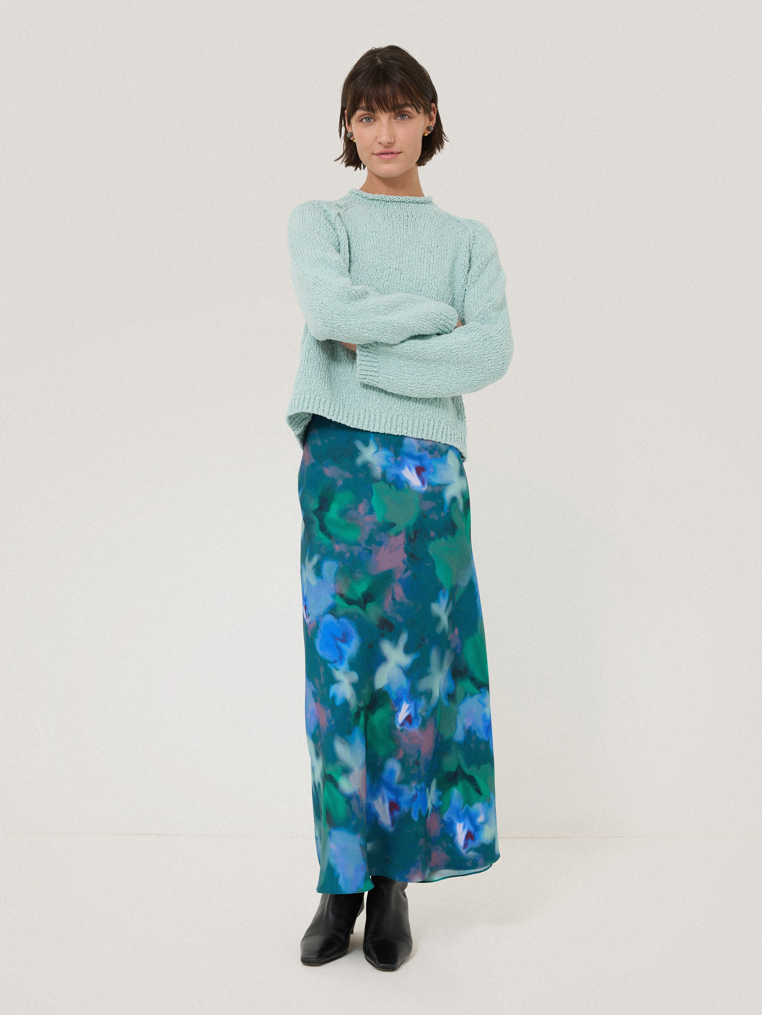 Floral Print Maxi Skirt for Women - Flowy Green Summer Skirt with Side Slit | Perfect for Beach Vacations, Boho Outfits & Casual Wear