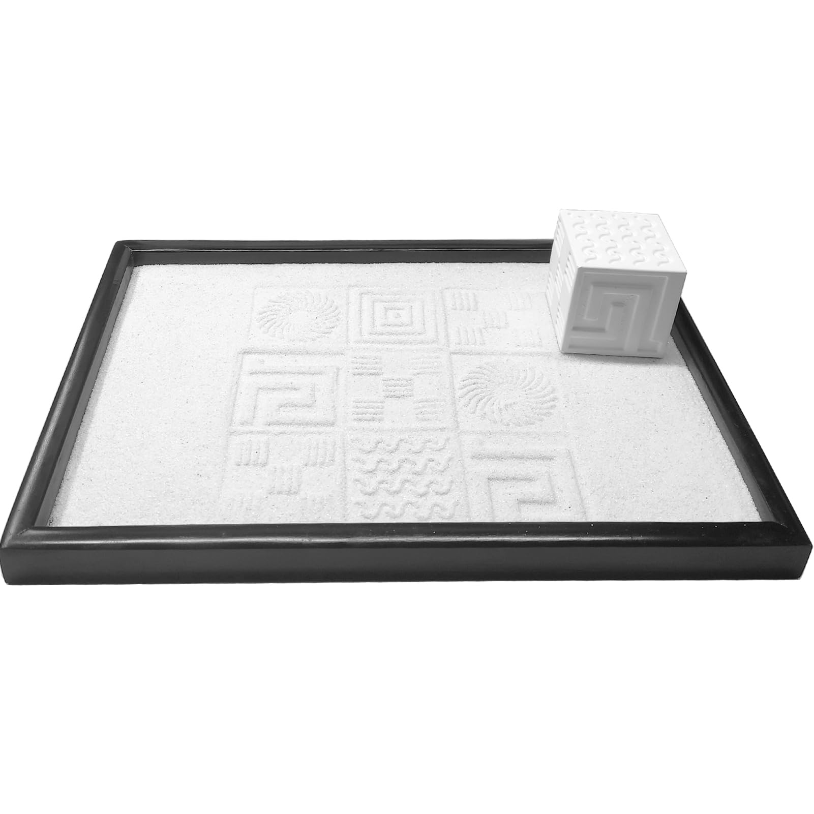 Japanese Zen Garden Kit with 3 Zen Sand Spheres - Miniature Sandbox for Meditation, Stress Relief & Office Desk Decor - Perfect for Home, Office & Yoga Studio Relaxation