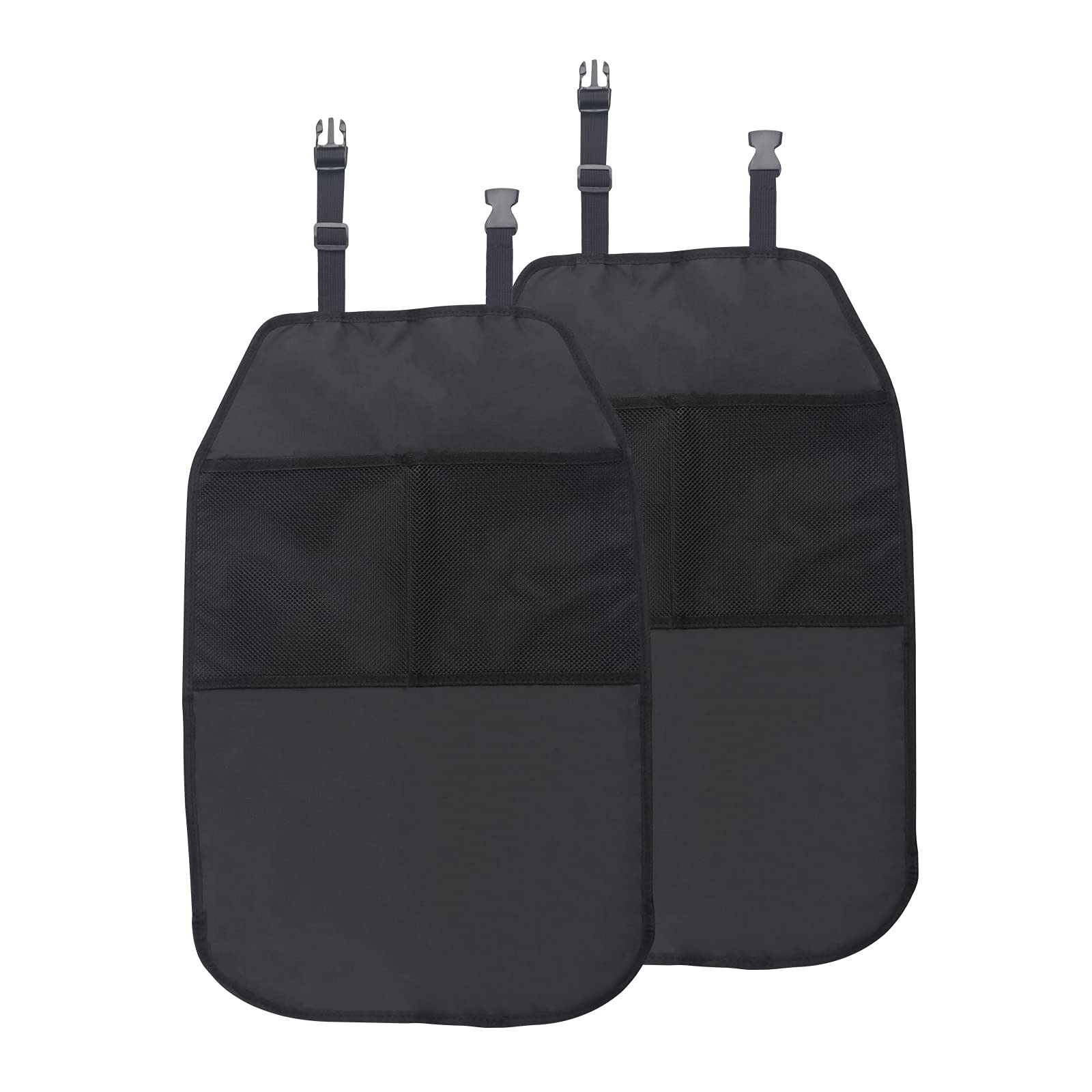 JDMON 2 Pack Universal Car Seat Back Protectors - Durable Waterproof Kick Mats with 2 Reinforced Mesh Storage Pockets & Organizer - Perfect for Kids, Pets & Travel Accessories (Fits Most Vehicles) - Protect Your Seats from Scratches, Spills & Everyday Wear