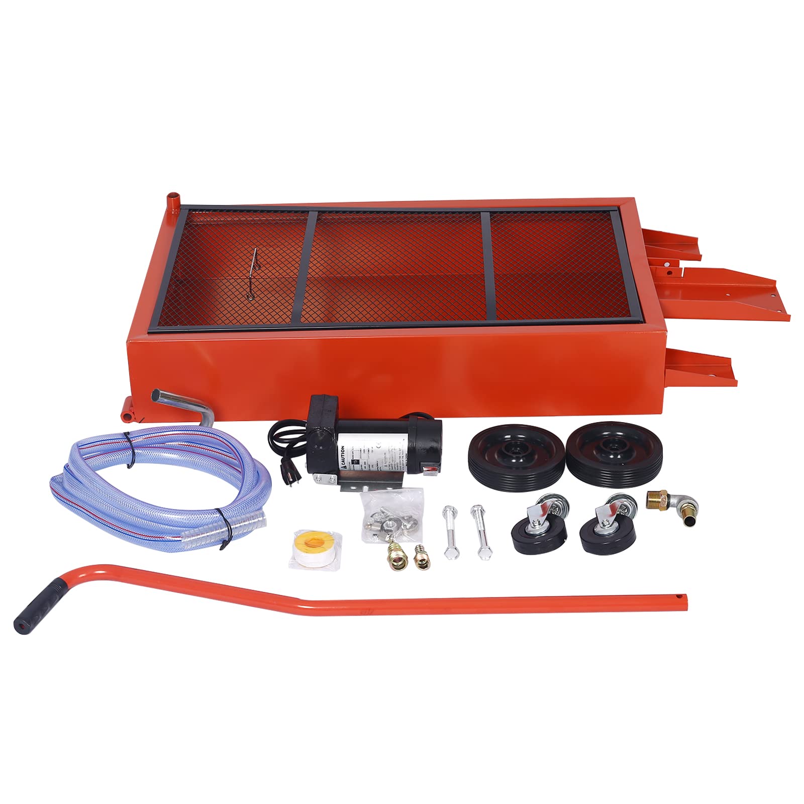 17 Gallon Oil Drain Pan with Electric Pump - Low Profile Oil Change Pan for Trucks & Cars - Foldable Handle, 7ft Hose & Swivel Casters - Perfect for DIY Oil Changes & Garage Maintenance