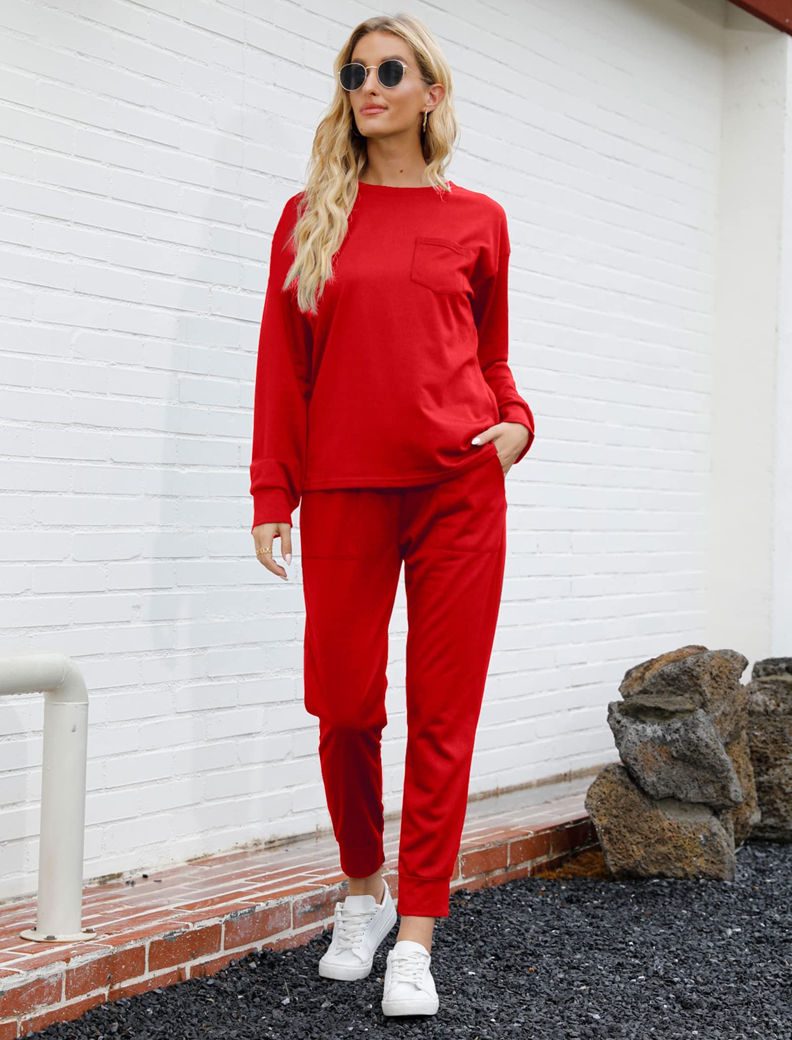 Bofell Women's 2-Piece Lounge Set - Soft Travel Outfits & Trendy Sweatsuits 2024 | Cozy Pajama Set for Home, Vacation & Casual Wear
