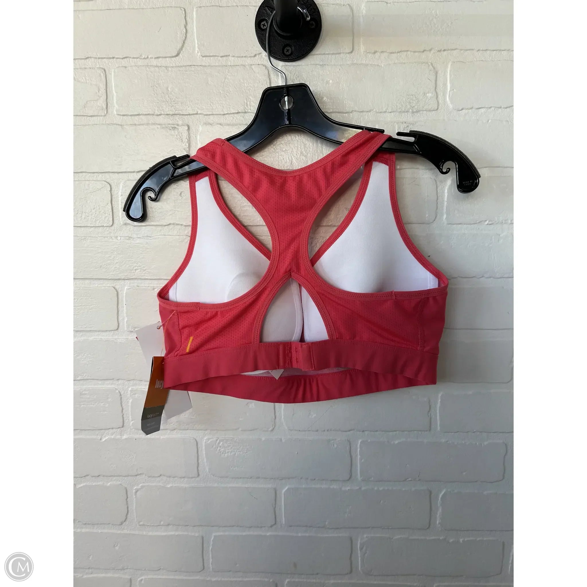 **Lucy Women's Coral Athletic Sports Bra - Size Large - High Support Workout, Running & Yoga Top**