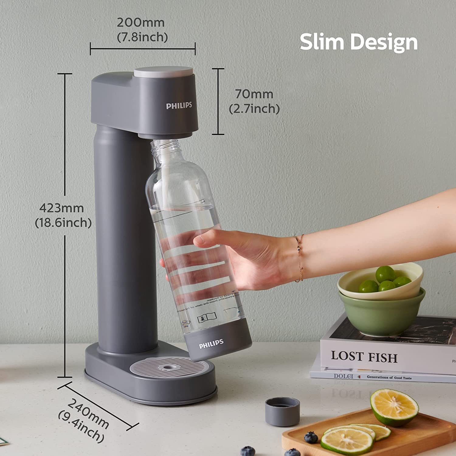 Philips ADD4901GRO/37 Sparkling Water Maker - Soda Machine for Carbonating Drinks with 1L Bottle, Fizzy Water Maker for Home Use | Compatible with 60L CO2 Cylinder (Not Included) | Perfect for Parties, Kitchen & Healthy Hydration