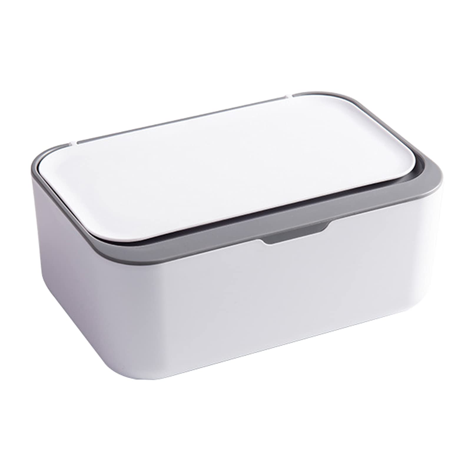 Baoblaze Plastic Tissue Box with Lid - Baby Wipes Holder, Face Cover Storage Case & Napkin Organizer | Dustproof for Home, Office, Nursery & Car | Gray White | Compact & Hygienic Solution for Daily Essentials