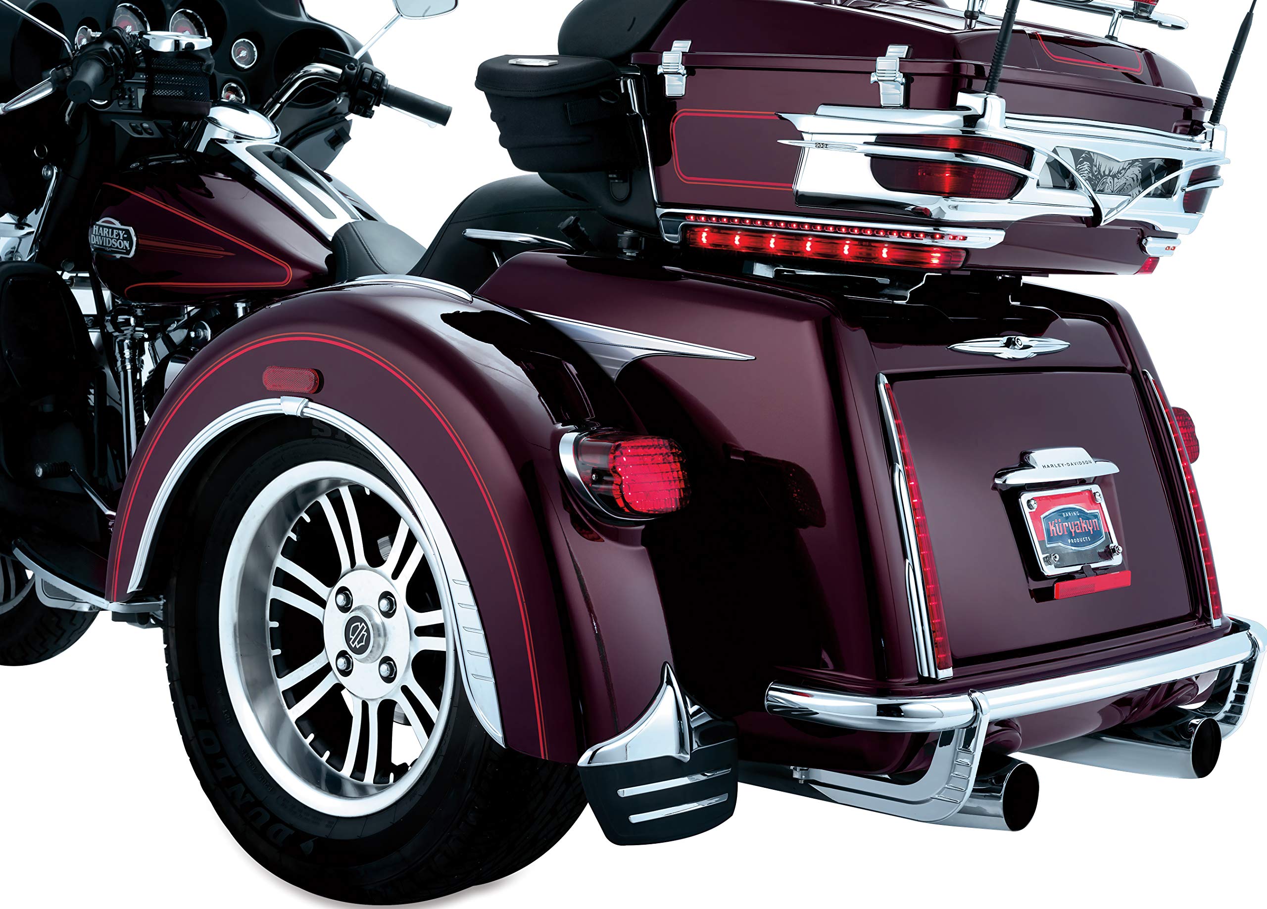 Kuryakyn 7214 Chrome Rear Fender Flares for 2009-2019 Harley-Davidson Trike Motorcycles - 1 Pair Black Motorcycle Accessory | Perfect for Customization & Road Protection