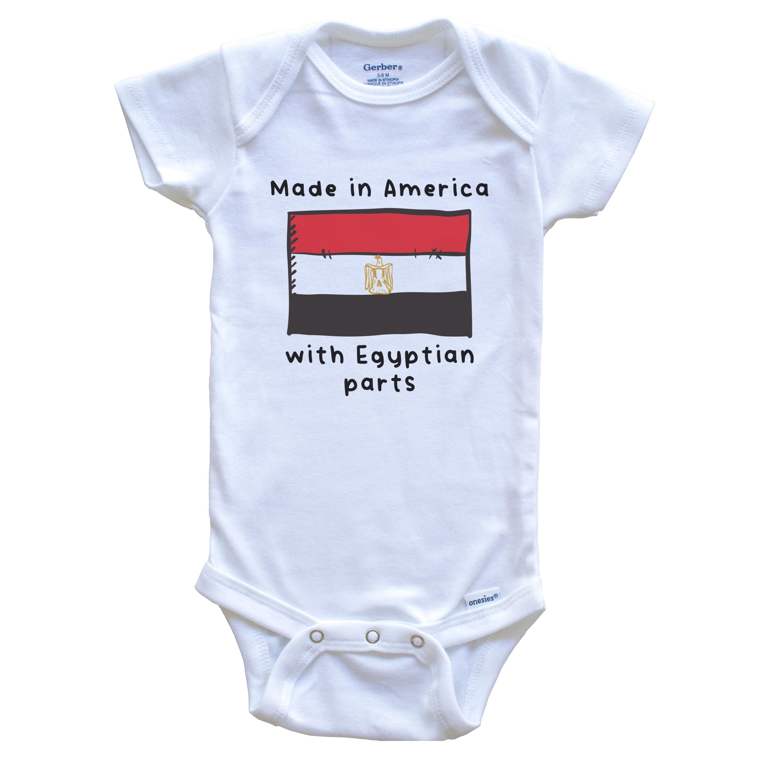 Egyptian Flag One Piece Baby Bodysuit - Made in USA with Premium Egyptian Fabric | Perfect for Holidays, National Pride & Newborn Photoshoots