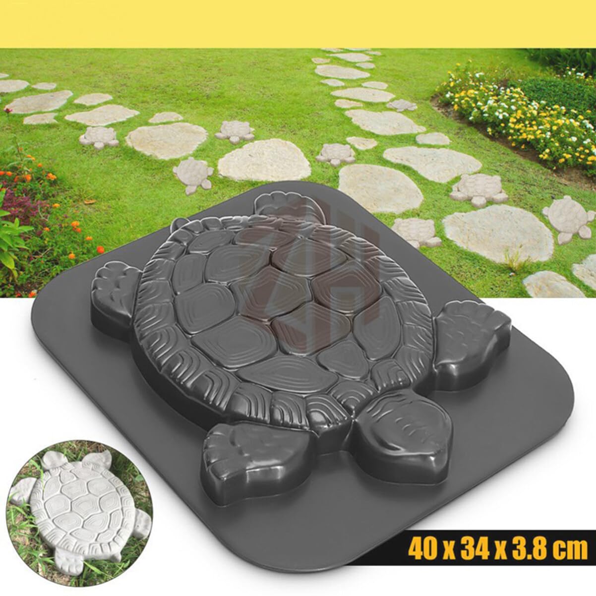 USHOBE Turtle Shaped Stepping Stone Mold - Reusable DIY Concrete Cement Path Maker for Garden, Lawn & Driveway Paving | Create Beautiful Walkways & Decorative Garden Paths