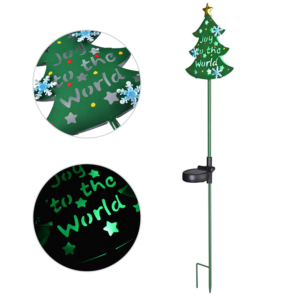 TheLAShop Solar Powered Christmas Tree Stake Lights - 2 Pack, Outdoor Holiday Decoration for Yard, Garden, and Pathway Lighting