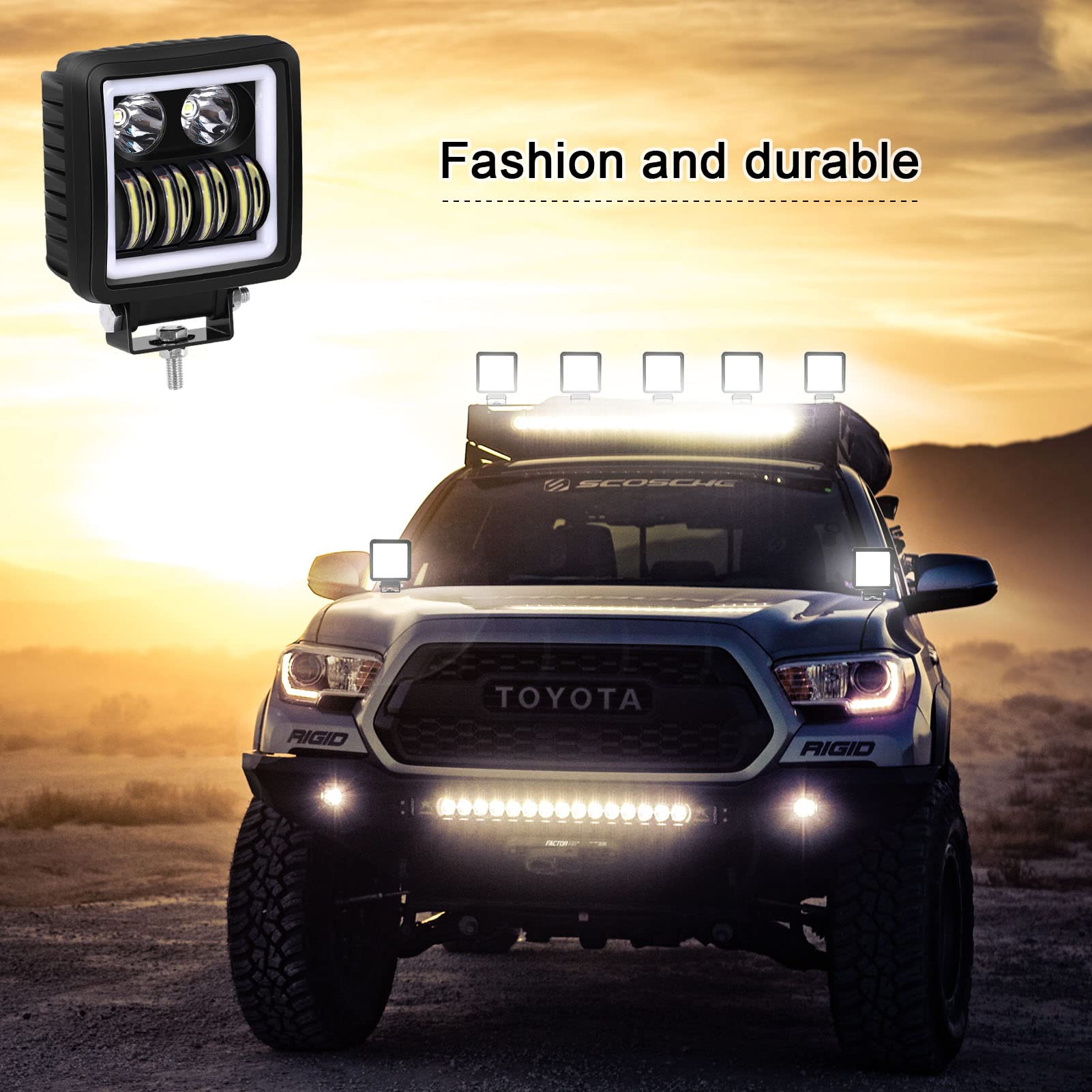 Kawell 50W LED Fog Lights - Waterproof IP67 Floodlight Spotlight Work Light Pods for Motorcycle, ATV, UTV, 4X4, Truck, Tractor & Boat - Perfect for Off-Road Driving, Night Work & Outdoor Adventures