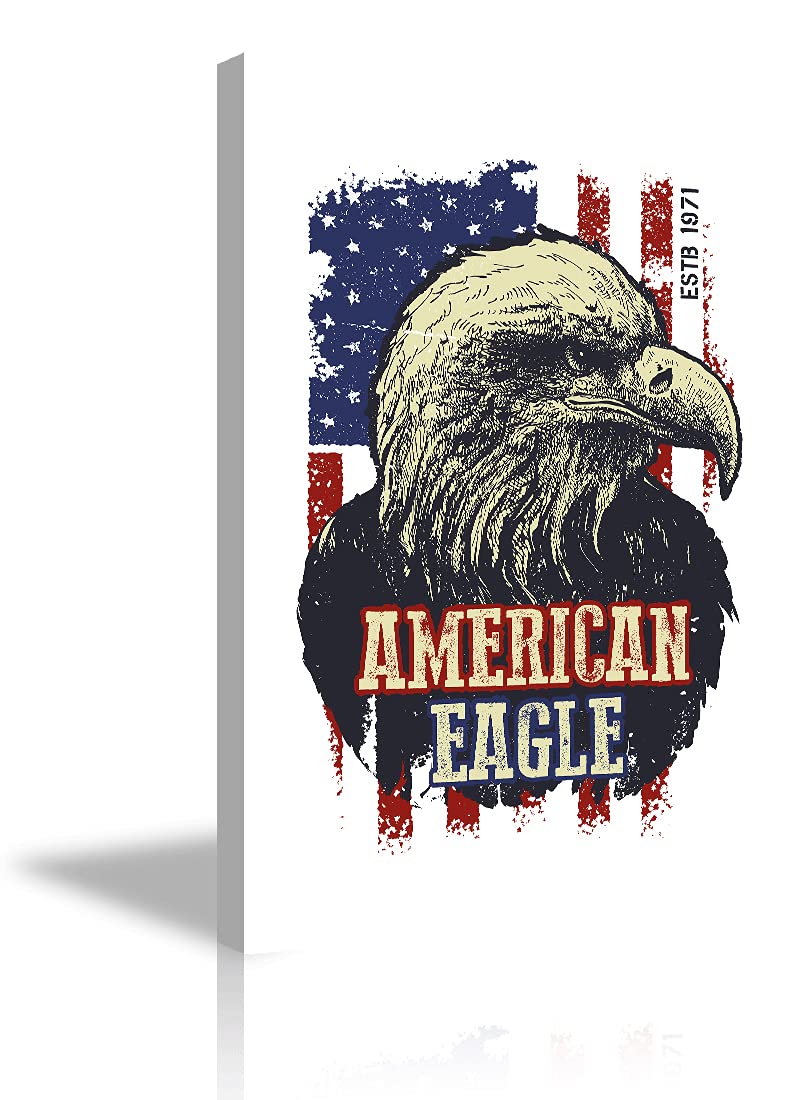 American Flag Wall Decor with Eagle - Patriotic Independence Day Home & Office Wall Art (28''W x 40''H) - Perfect for Living Room, Bedroom, Office & Patriotic Events