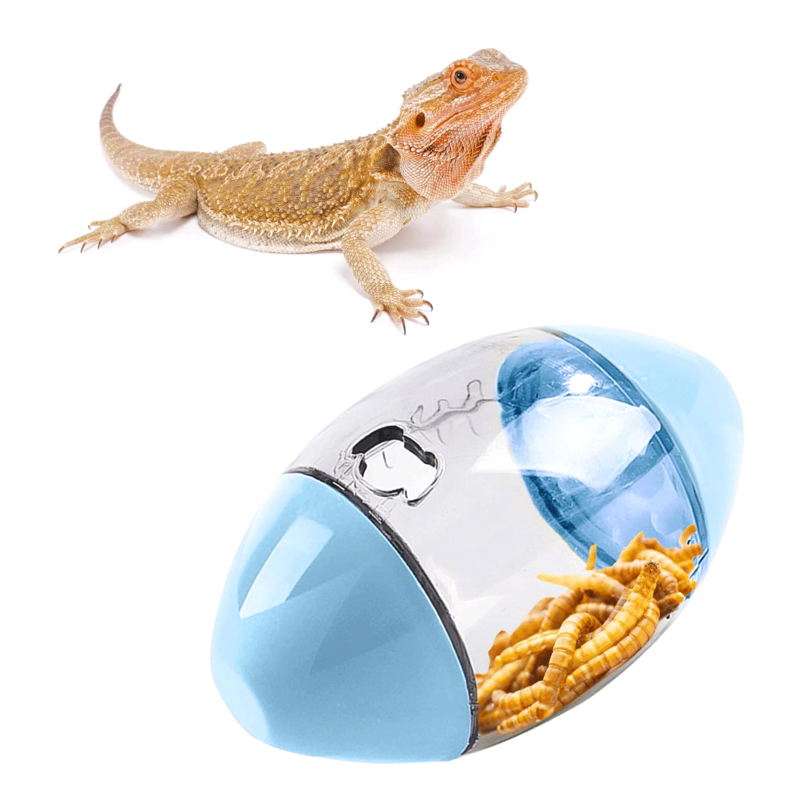 Interactive Reptile Enrichment Toys - Rugby Shape Feeder for Bearded Dragons, Lizards & Geckos | Stimulating Small Animal Toys for Mental Exercise & Natural Hunting Instincts | Perfect for Cage Entertainment & Training Sessions