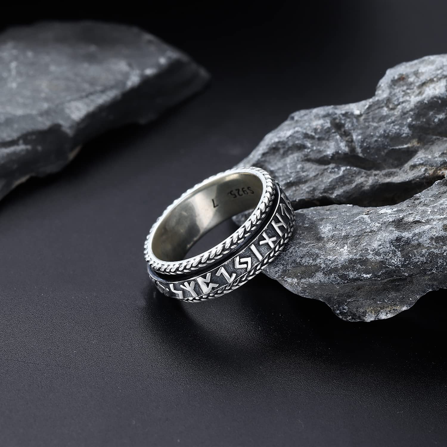 Viking Spinner Ring 925 Silver Stress Relief Jewelry for Women & Men - Perfect for Anxiety Relief & Gifting