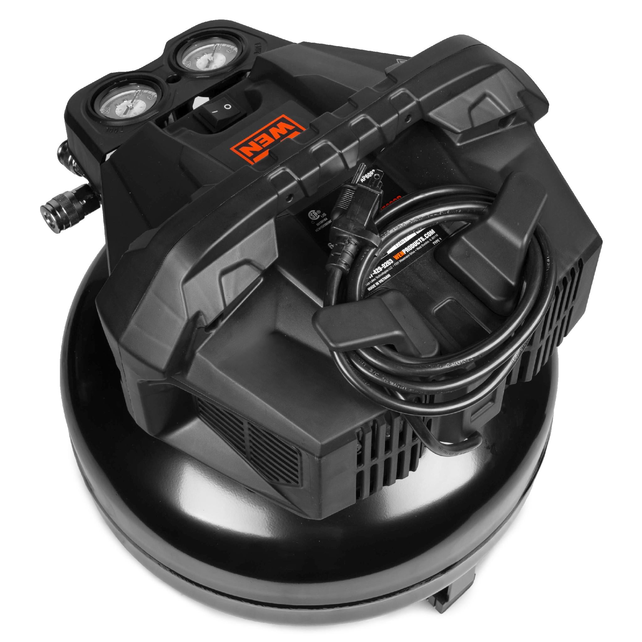 WEN AP6092 6 Gallon Oil-Free Pancake Air Compressor - Portable & Quiet for Home DIY, Nail Guns, Inflating Tires & Air Tools