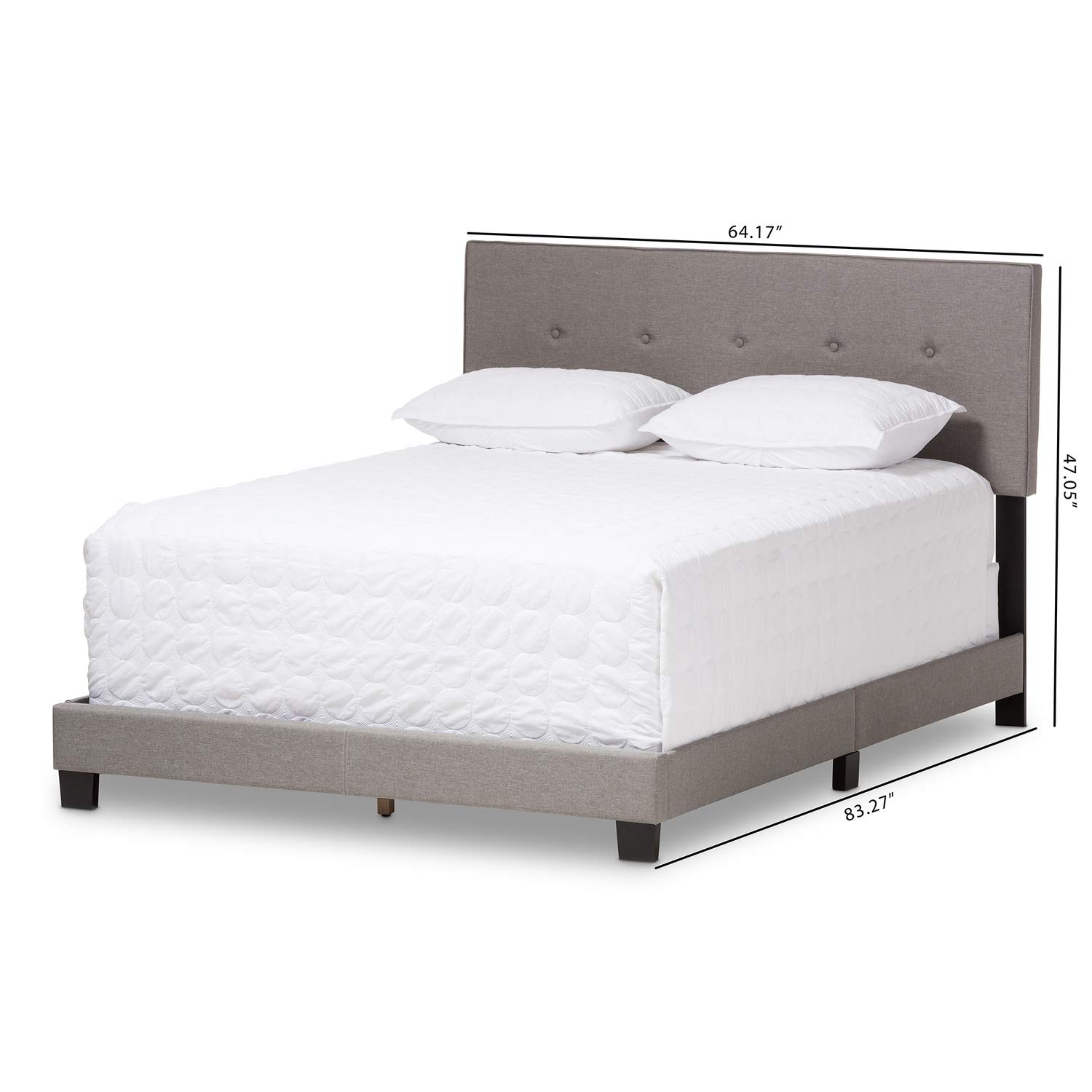 Baxton Studio Hampton Modern Light Grey Fabric Upholstered Full Size Bed Frame - Contemporary Bedroom Furniture for Small Spaces & Guest Rooms