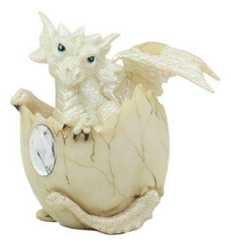Ebros April Birthstone Dragon Egg Statue with Diamond Gem - Fantasy Collector's Dragon Hatchling Figurine for Birthday Gifts & Home Decor
