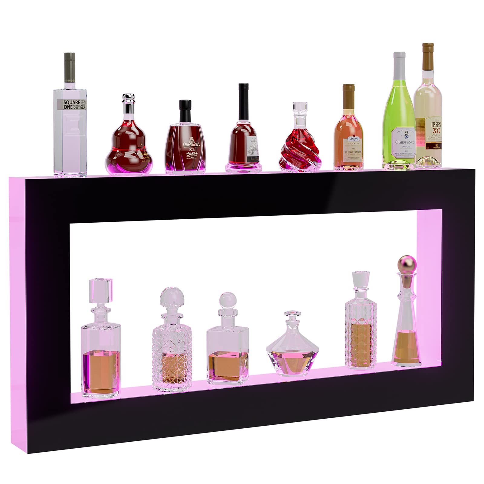 Oarlike 48-Inch Wall-Mounted LED Liquor Bottle Display Shelf - Floating/Countertop Lighted Bar Shelf with APP Remote Control for Home & Commercial Bars - Acrylic Display Stand for Whiskey, Wine & Spirits Collection - Perfect for Restaurants, Pubs & Home Bars