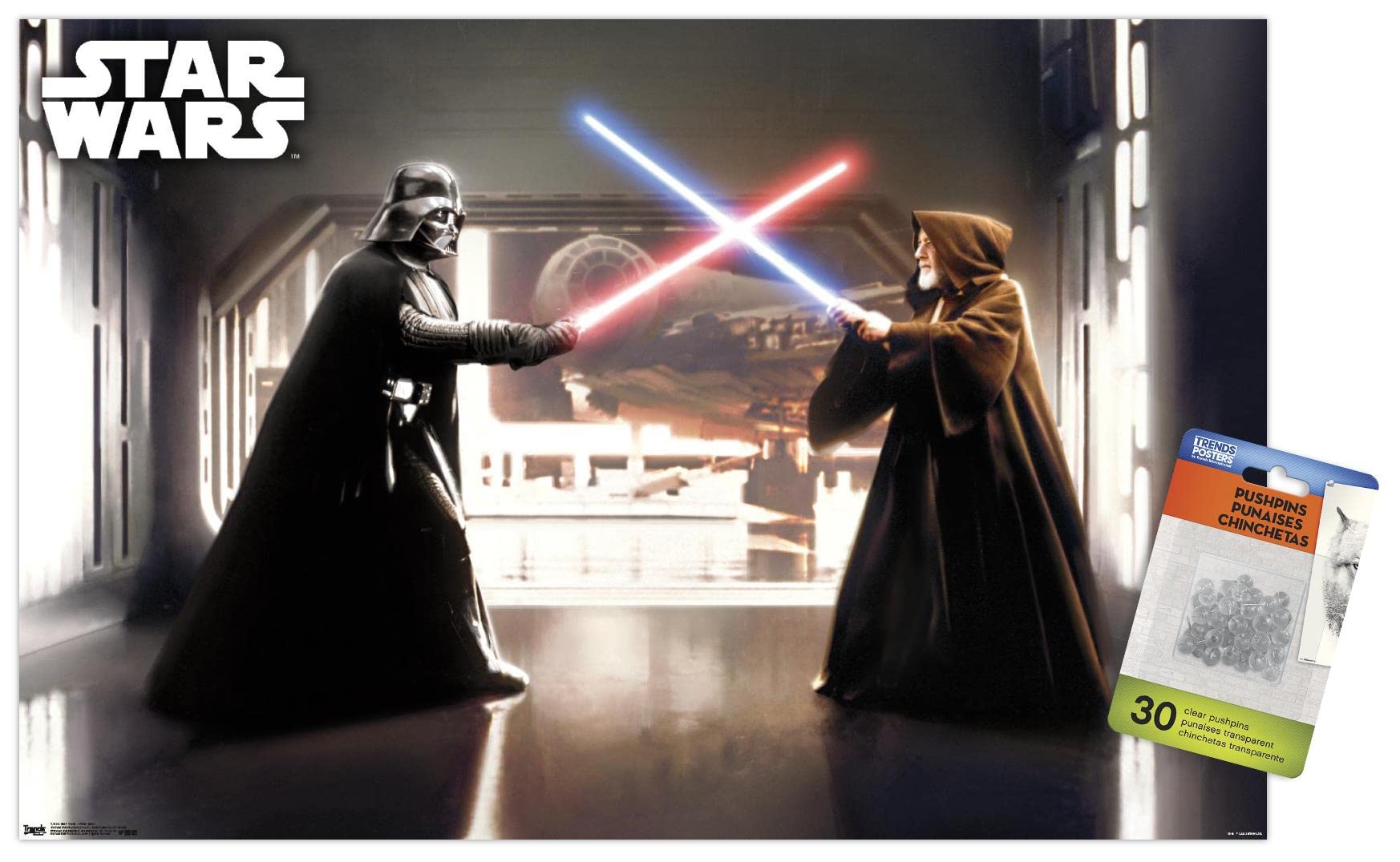 Star Wars: The First Duel Wall Poster Set with Push Pins - Premium Movie Decor for Bedroom, Office & Game Room