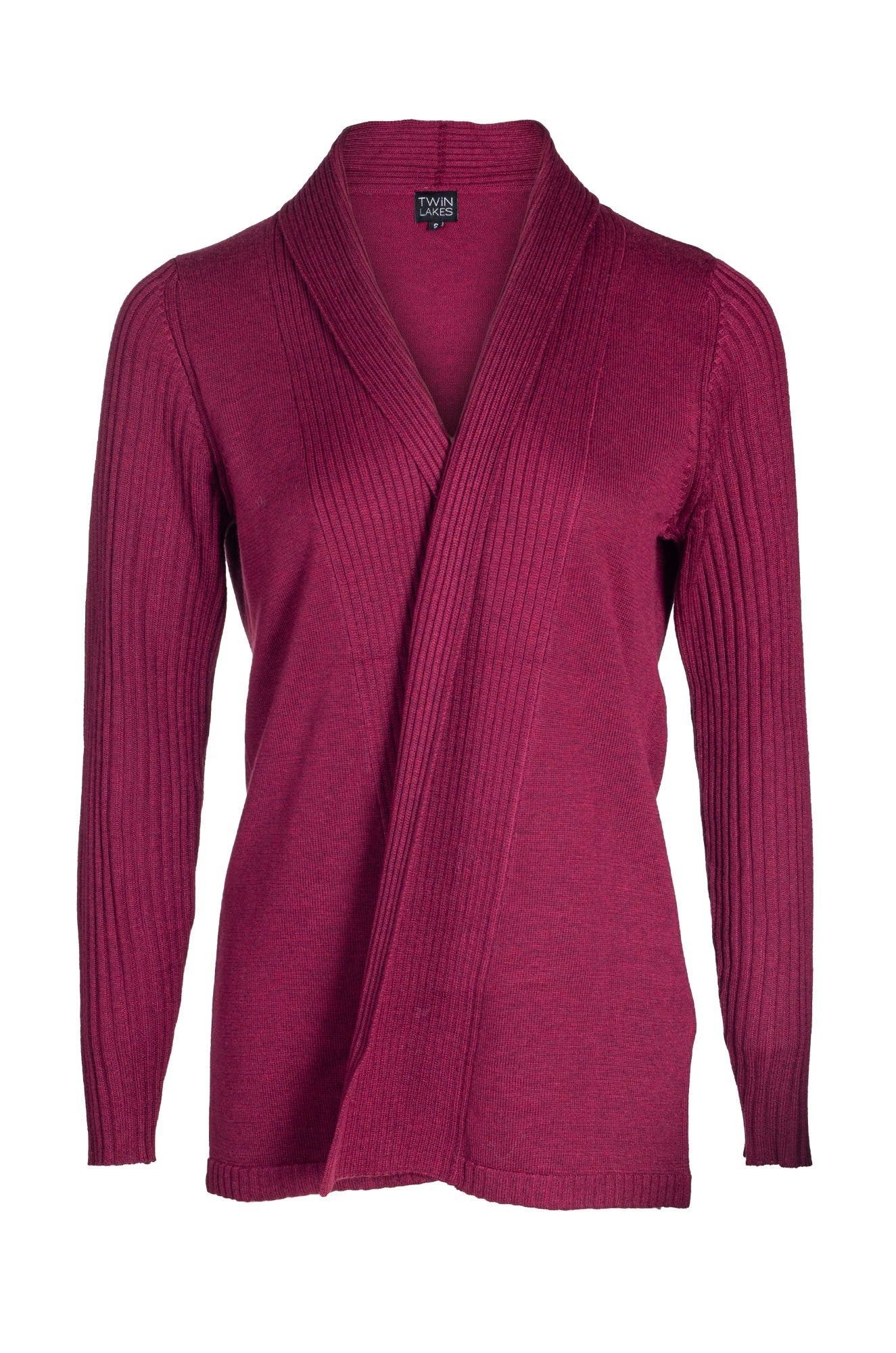 20% Merino Wool Blend Cardigan for Women - Soft & Warm Berry Marle Knit Sweater (Style 6706B1) | Perfect for Fall & Winter Layering, Office Wear & Casual Outfits