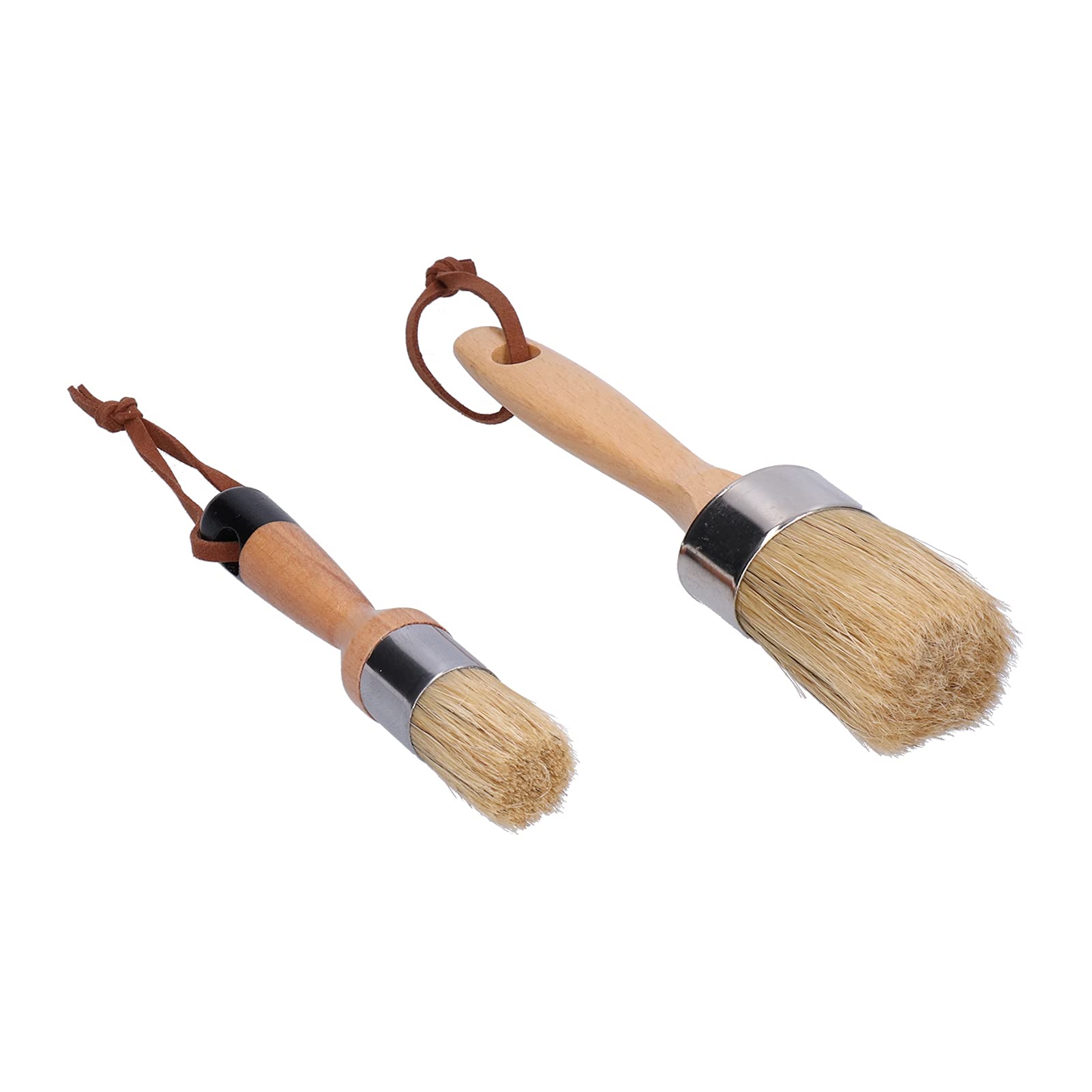 2-Pack Chalk Paint Brushes with Wood Handle - Smooth Finish for Stenciling, Furniture Painting & Home Decor - Portable DIY Waxing & Painting Tools for Wood, Cabinets & Craft Projects