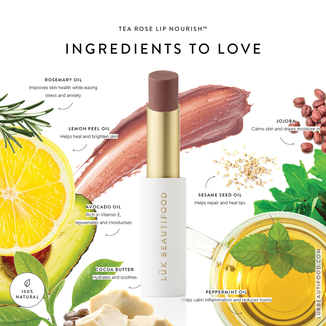 Lip Nourish™ Tea Rose Lip Balm - Hydrating & Moisturizing for Dry Lips - Perfect for Daily Use, Winter Care & On-the-Go Application