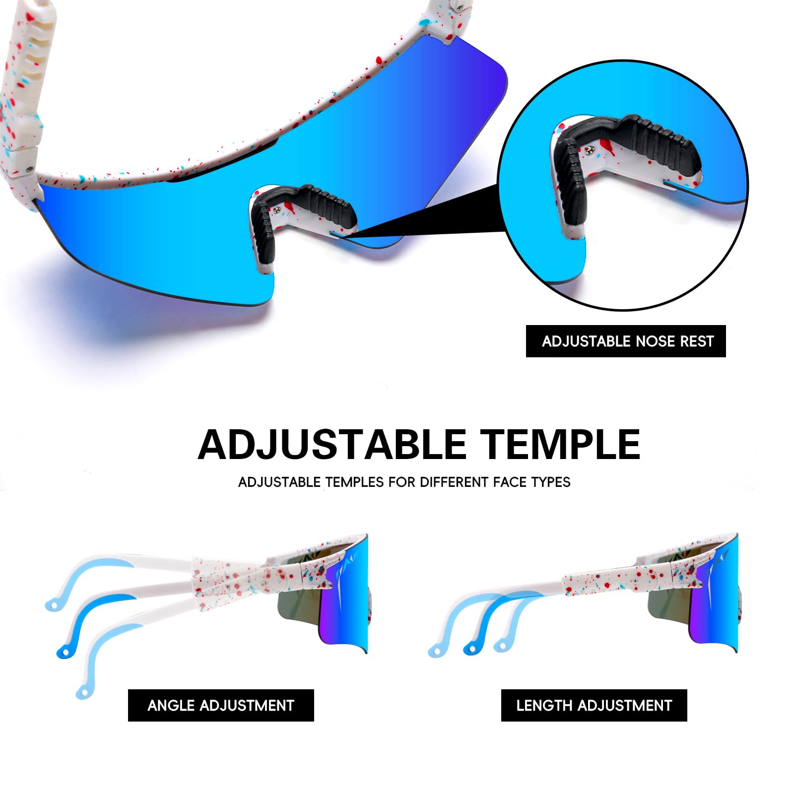 IKTOD Polarized Sports Sunglasses for Men & Women - UV Protection Baseball, Cycling, Running & Softball Goggles - Youth & Adult Wide Frame Design - Perfect for Outdoor Activities, Driving, Beach & Sports