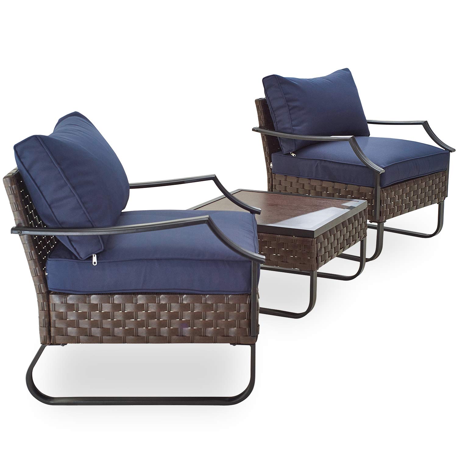 PatioFestival 3-Piece All-Weather Wicker Outdoor Bistro Set with 8.66
