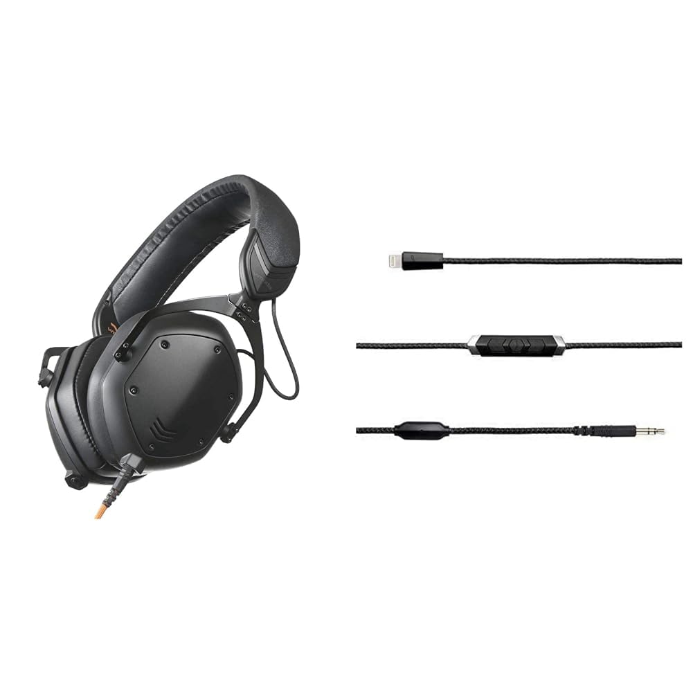 V-MODA Crossfade M-100 Master Hi-Res Over-Ear Headphones with Speakeasy DAC/AMP Lightning Cable - Premium Audiophile Bundle for Studio Recording, Gaming & Travel (Compatible with iPhone/iPad)