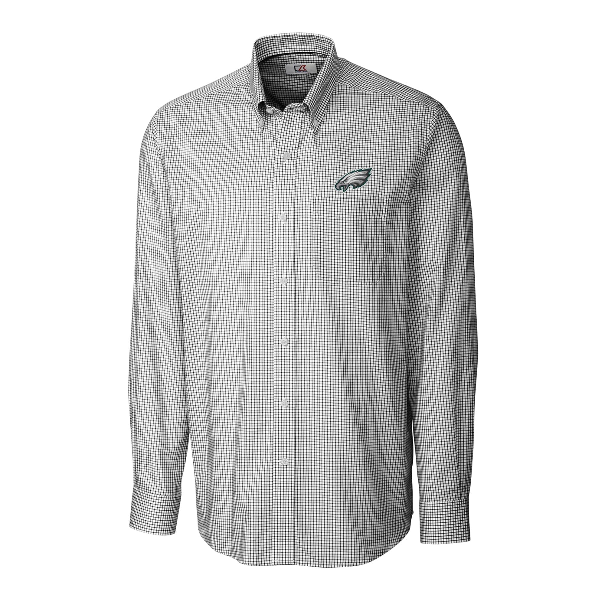Cutter & Buck Men's NFL Big & Tall Long Sleeve Button Down Shirt - Easy Care Tattersall Plaid - Perfect for Game Day, Office & Casual Wear