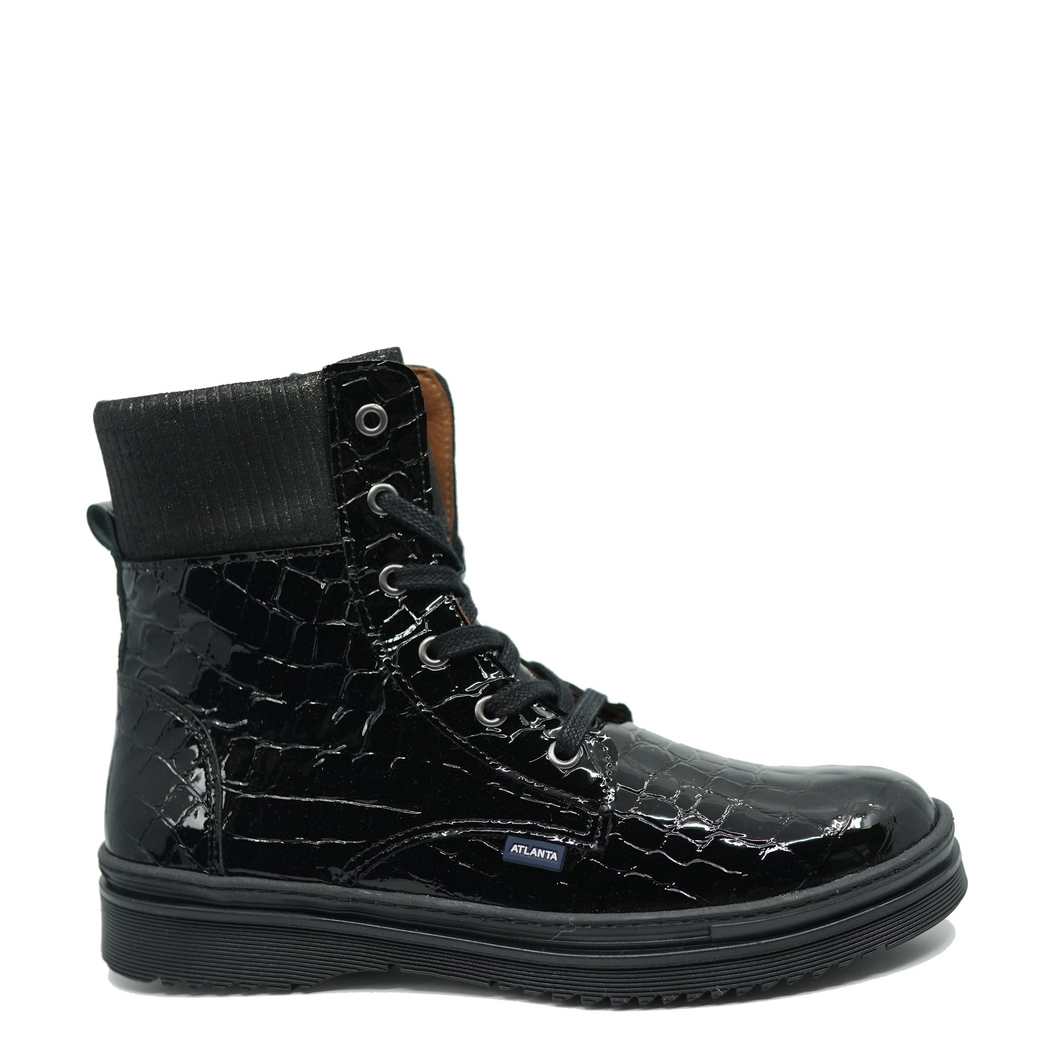Men's Atlanta Black Crocodile Patent Leather Moccasin Boots - Stylish & Comfortable for Casual Wear, Office & Outdoor Activities