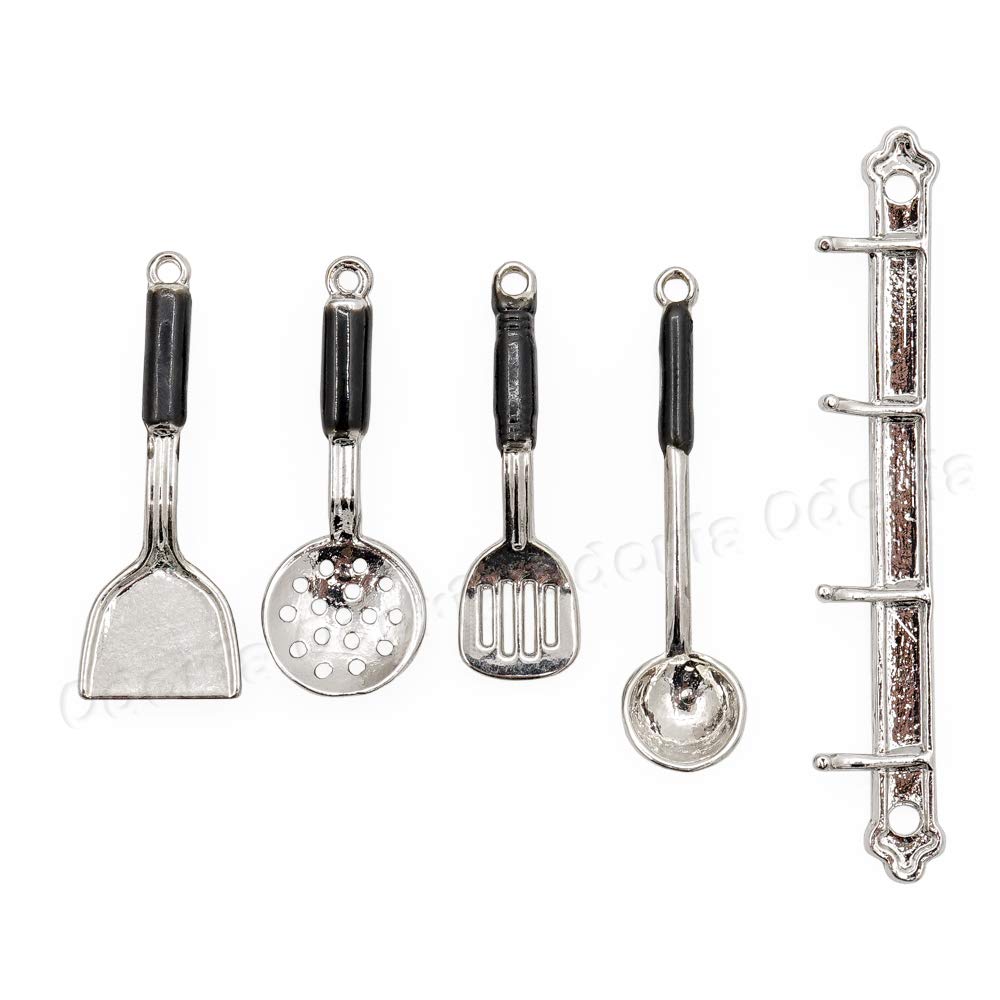 1/12 Scale Miniature Kitchen Utensils Set - Silver Dollhouse Accessories for Realistic Mini Cooking & Home Decor Display