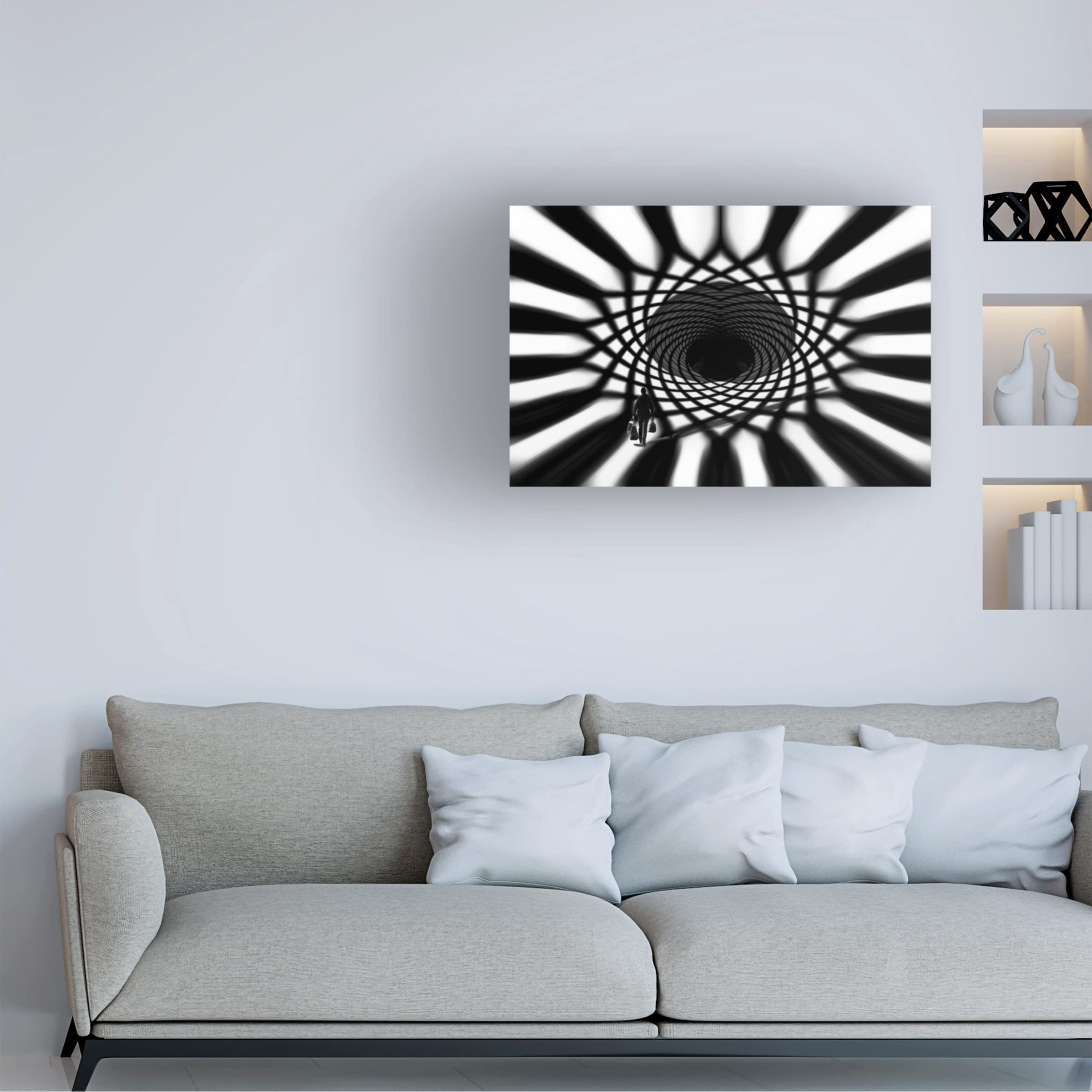 Aziz Abbassi 'Migration Black And White' Canvas Wall Art Print - Modern Home Decor for Living Room, Bedroom & Office