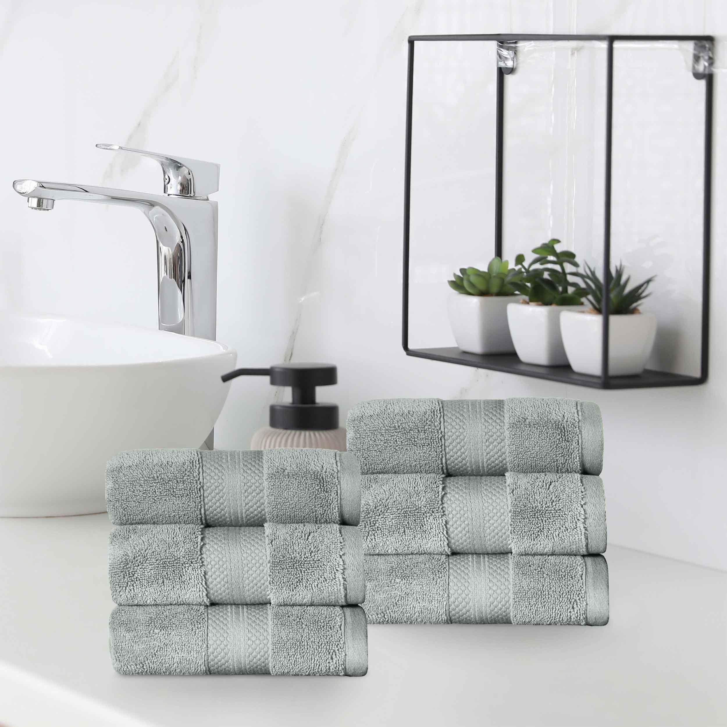 Premium 6-Piece Turkish Cotton Hand Towel Set - Ultra Soft, Highly Absorbent & Quick-Drying - Perfect for Bathroom, Kitchen, Gym & Spa Use