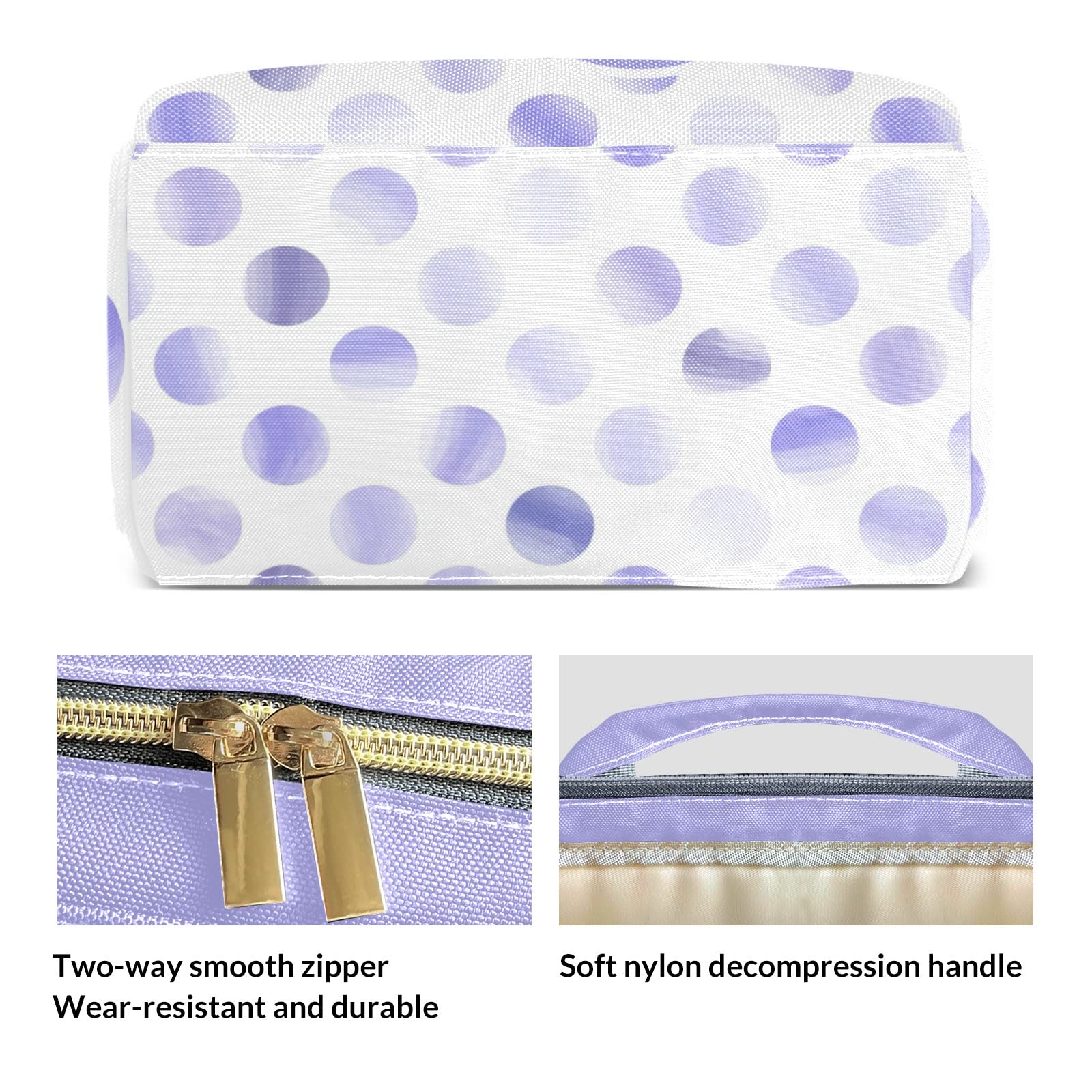 Polka Dot Purple Diaper Backpack - Stylish Tote for Moms & Dads with Name Tag | Perfect Baby Shower Gift & Nursing Essentials Organizer | Ideal for Travel, Park Outings & Daily Parenting