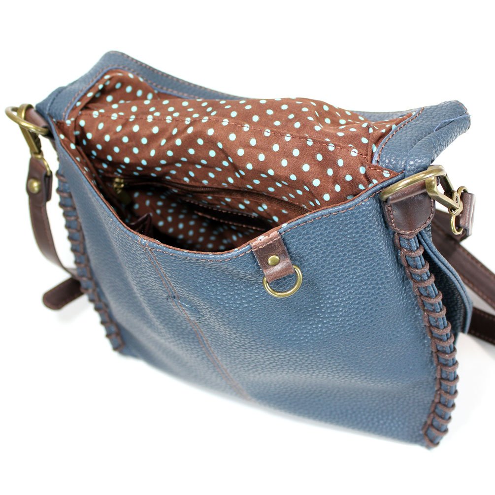 Stylish CHALA Crossbody Bag for Women - Navy & Pewter Flap Top Shoulder Handbag with Secure Zipper | Perfect for Travel, Shopping & Everyday Use