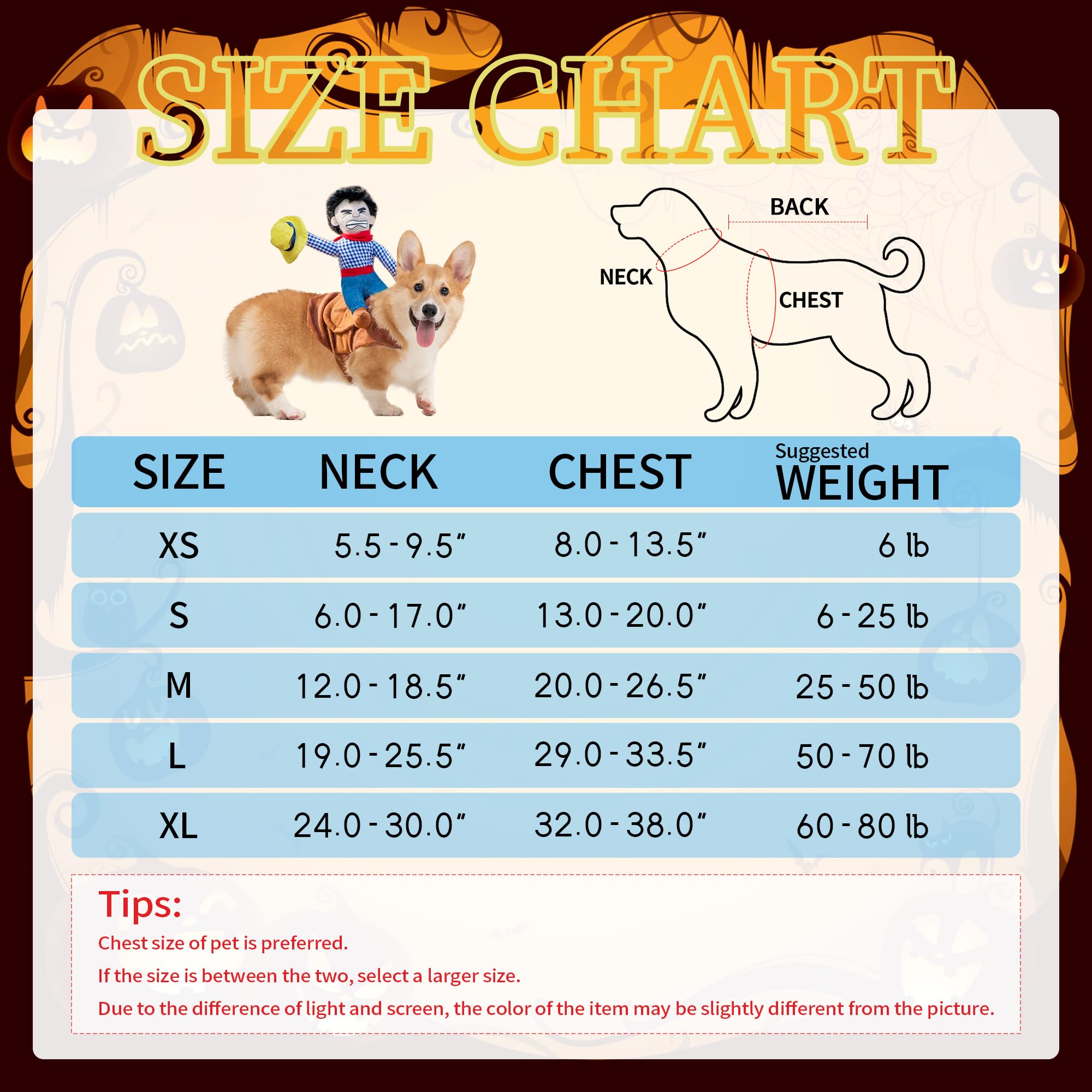 Cowboy Rider Dog Costume for Halloween - Funny Chucky Pet Outfit with Doll & Hat | Small & Medium Dog Costumes for Parties & Dress-Up