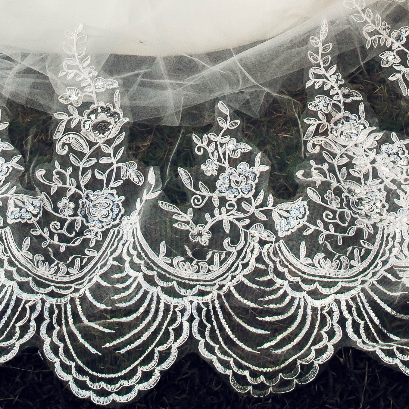 Estelle Veil - Elegant Lace Wedding Veil with Comb | Perfect for Bridal Ceremonies, Photos & Special Occasions