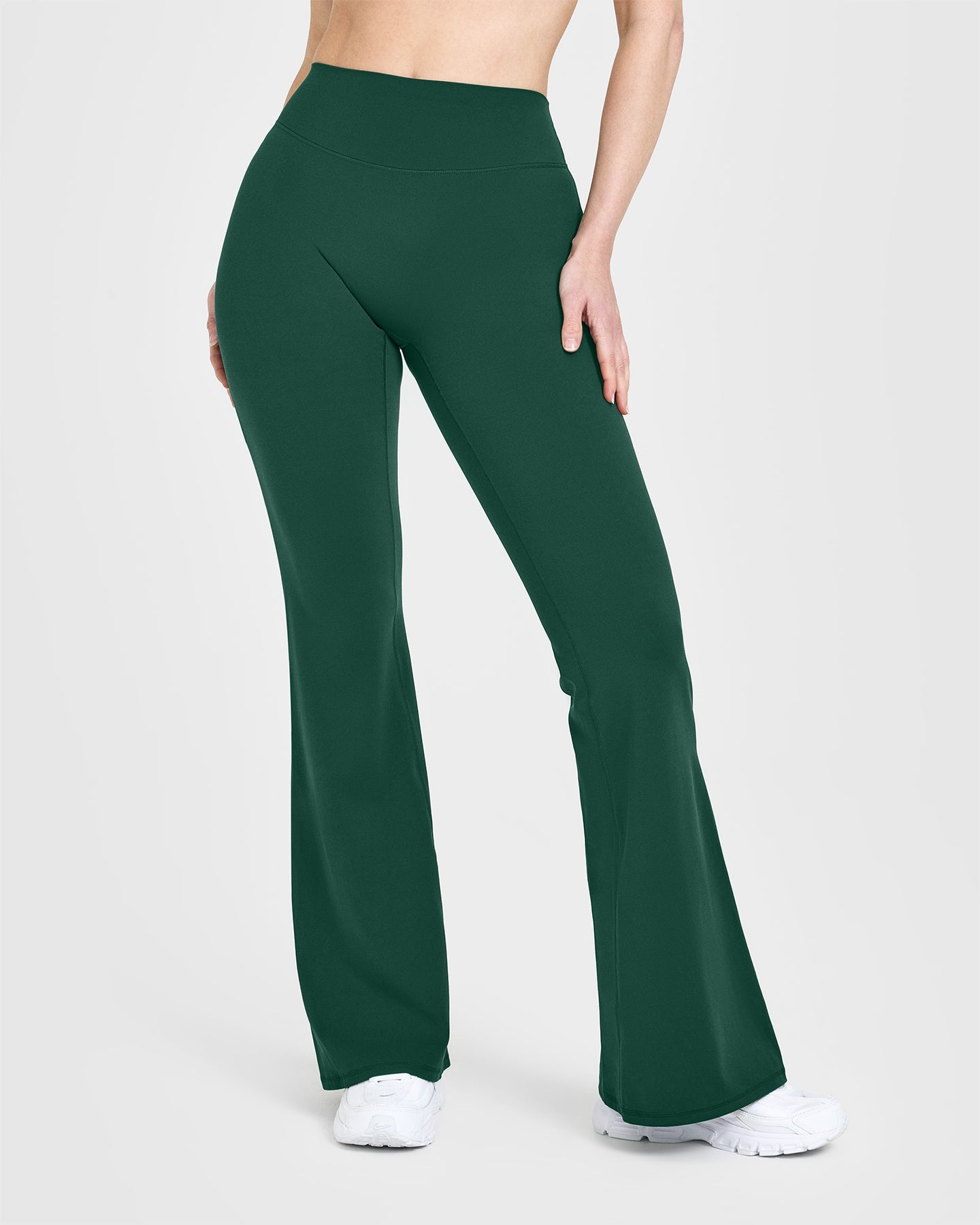 SoftMotion™ Flared Yoga Pants for Women - Dark Racing Green | High Waisted Stretchy Workout Leggings for Running, Gym & Lounge