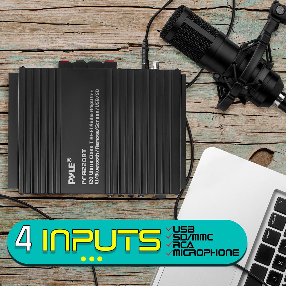 Portable Bluetooth Amplifier for Home & Desktop - Wireless Audio Receiver with Enhanced Bass for Music, Movies & Gaming
