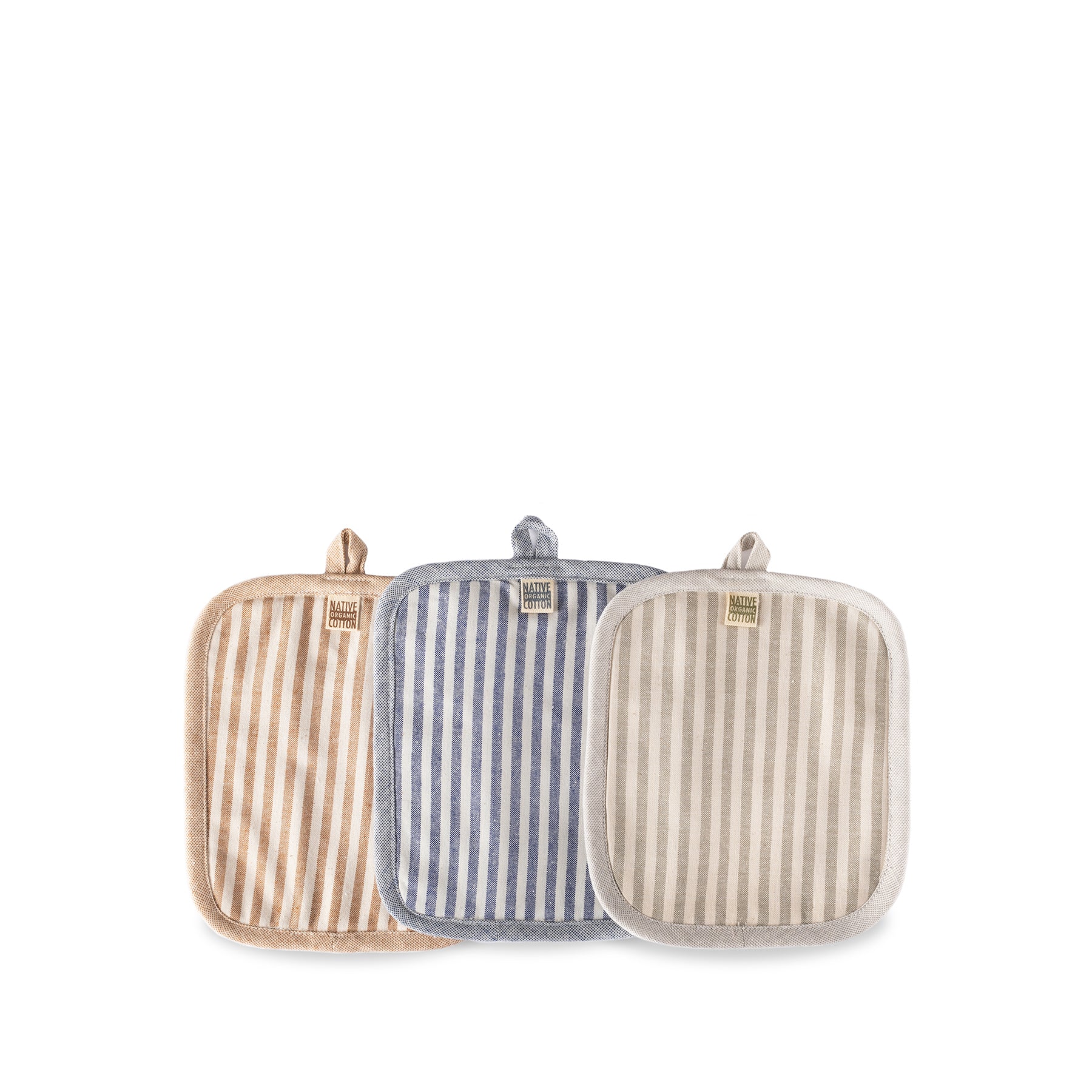 Organic Cotton Ticking Stripe Potholder Set of 2 - Heat Resistant Kitchen Oven Mitts - Perfect for Baking, Cooking & Grilling - Eco-Friendly Home Kitchen Accessories