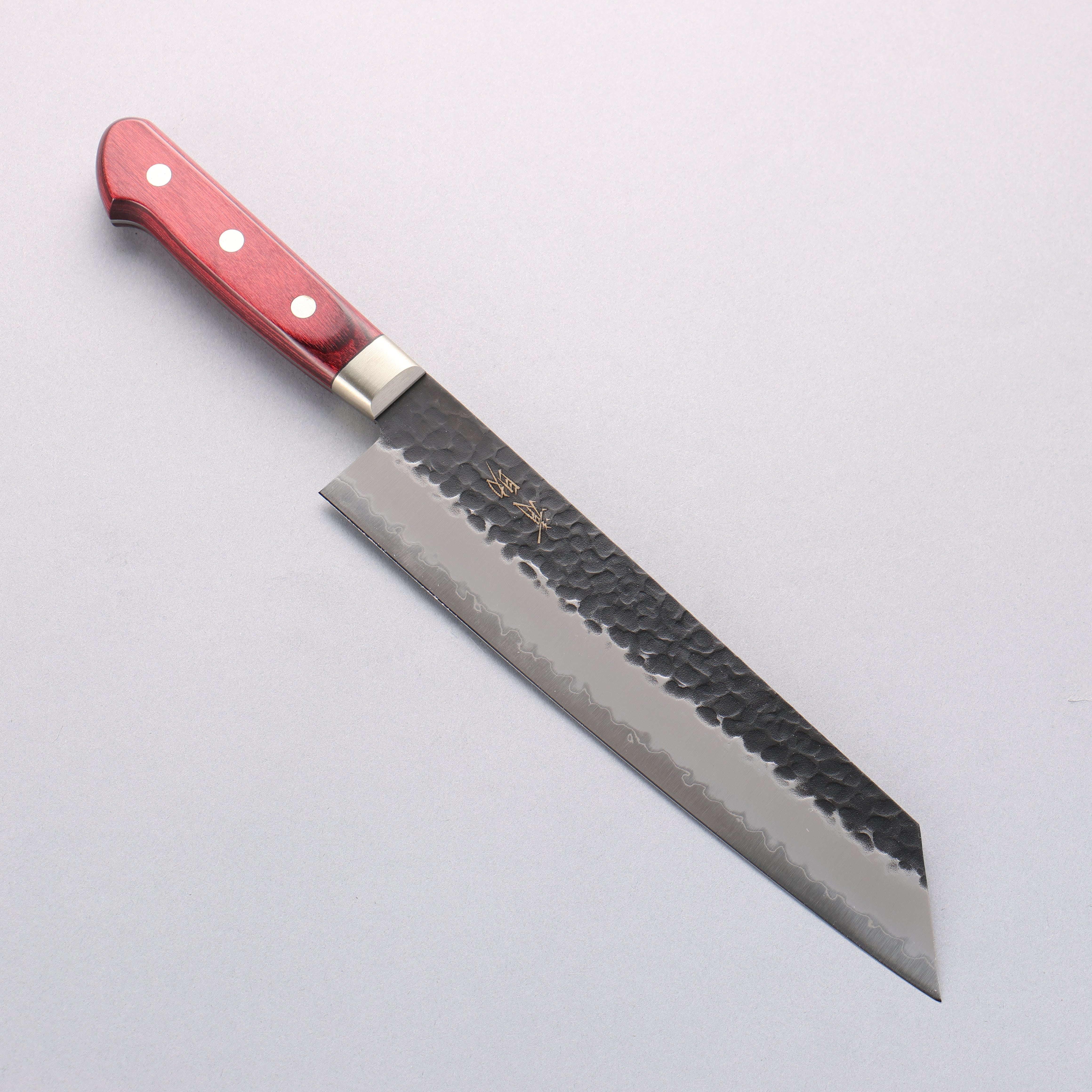 Seisuke Blue Super Hammered Kurouchi Kiritsuke Gyuto 210mm Japanese Chef Knife with Red Pakka Wood Handle – Perfect for Sushi, Sashimi & Precision Cutting