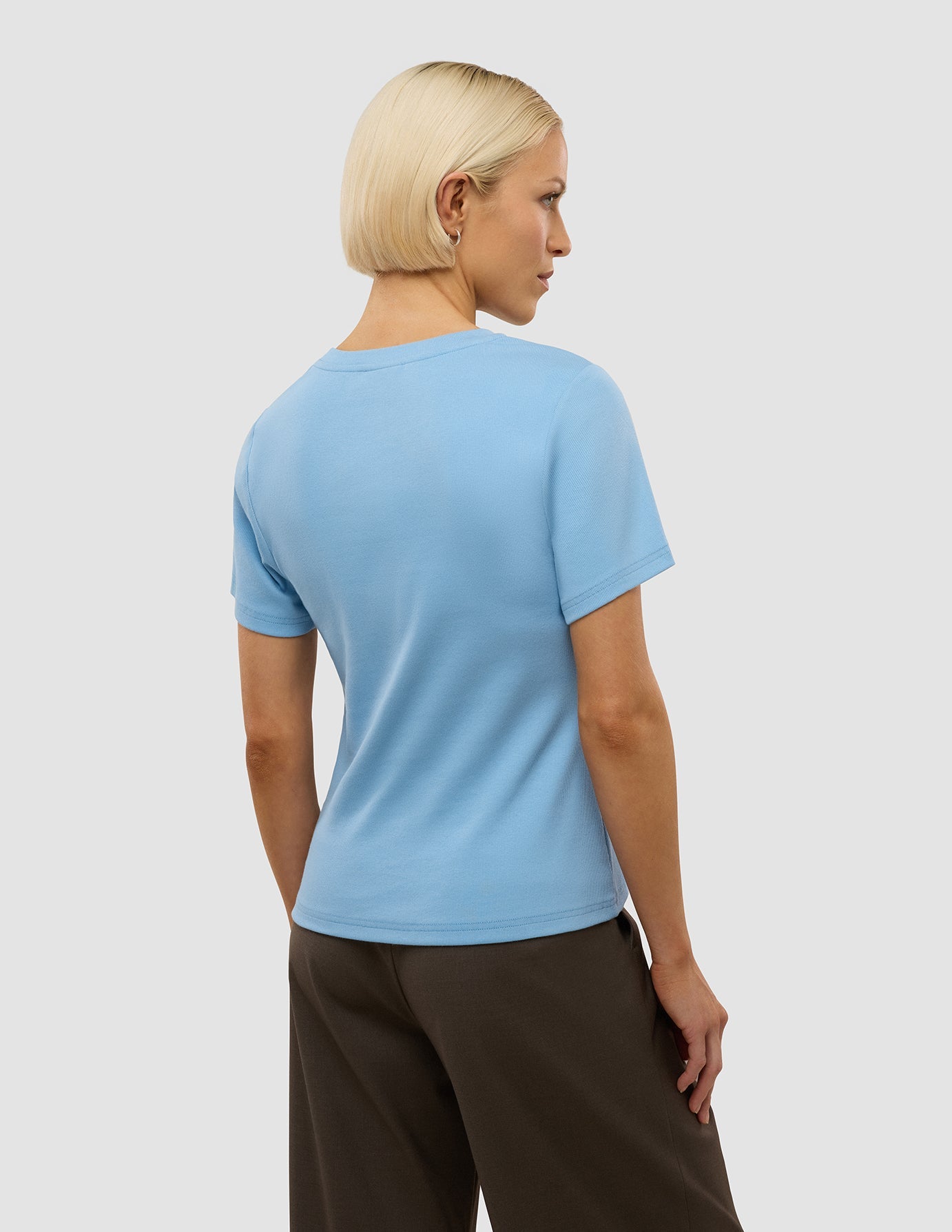 Women's Ribbed T-Shirt Blissful Blue - Soft & Comfortable Casual Top for Everyday Wear, Workout, and Layering