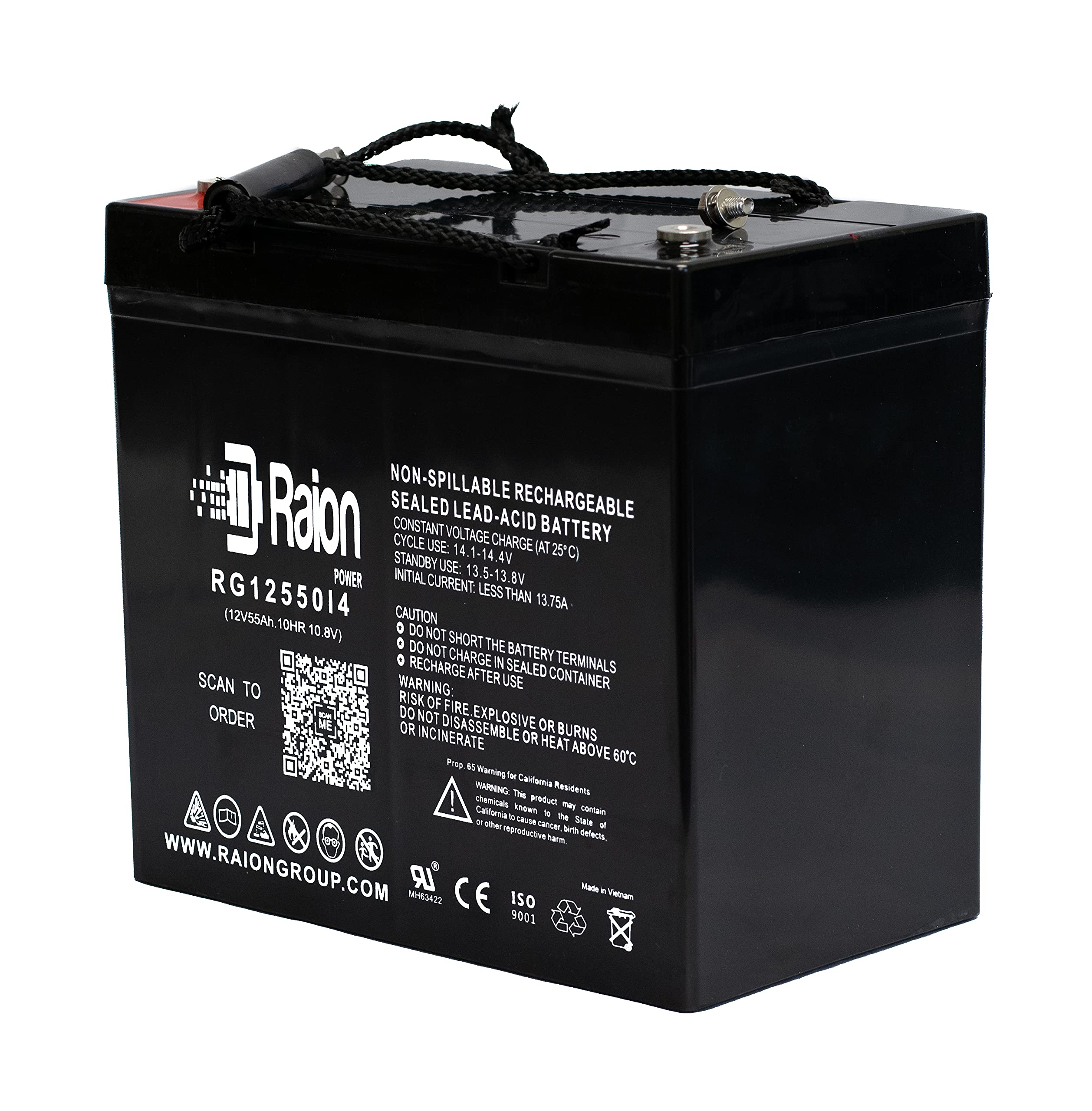 Raion Power RG12550I4 12V 55Ah Replacement Battery for Electric Wheelchairs & Mobility Scooters - 2 Pack - Compatible with Solo High Speed-Steep Climber - Perfect for Outdoor Use & Daily Commuting