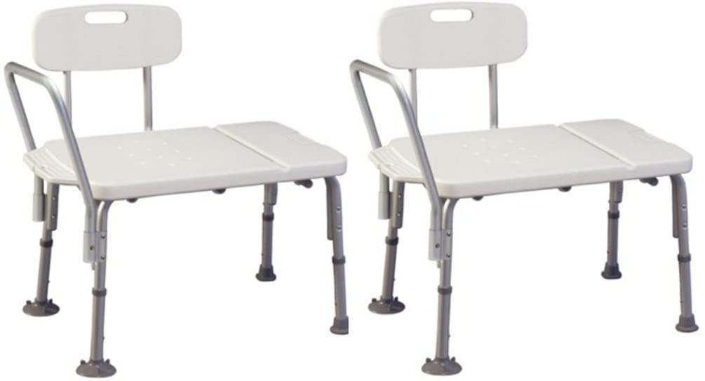 Graham-Field 7929 Lumex Imperial Collection Transfer Bench - 400 lbs Weight Capacity, Medical Bath Shower Chair with Back Support (Pack of 2) - Ideal for Elderly Care, Post-Surgery Recovery & Safe Bathroom Transfers