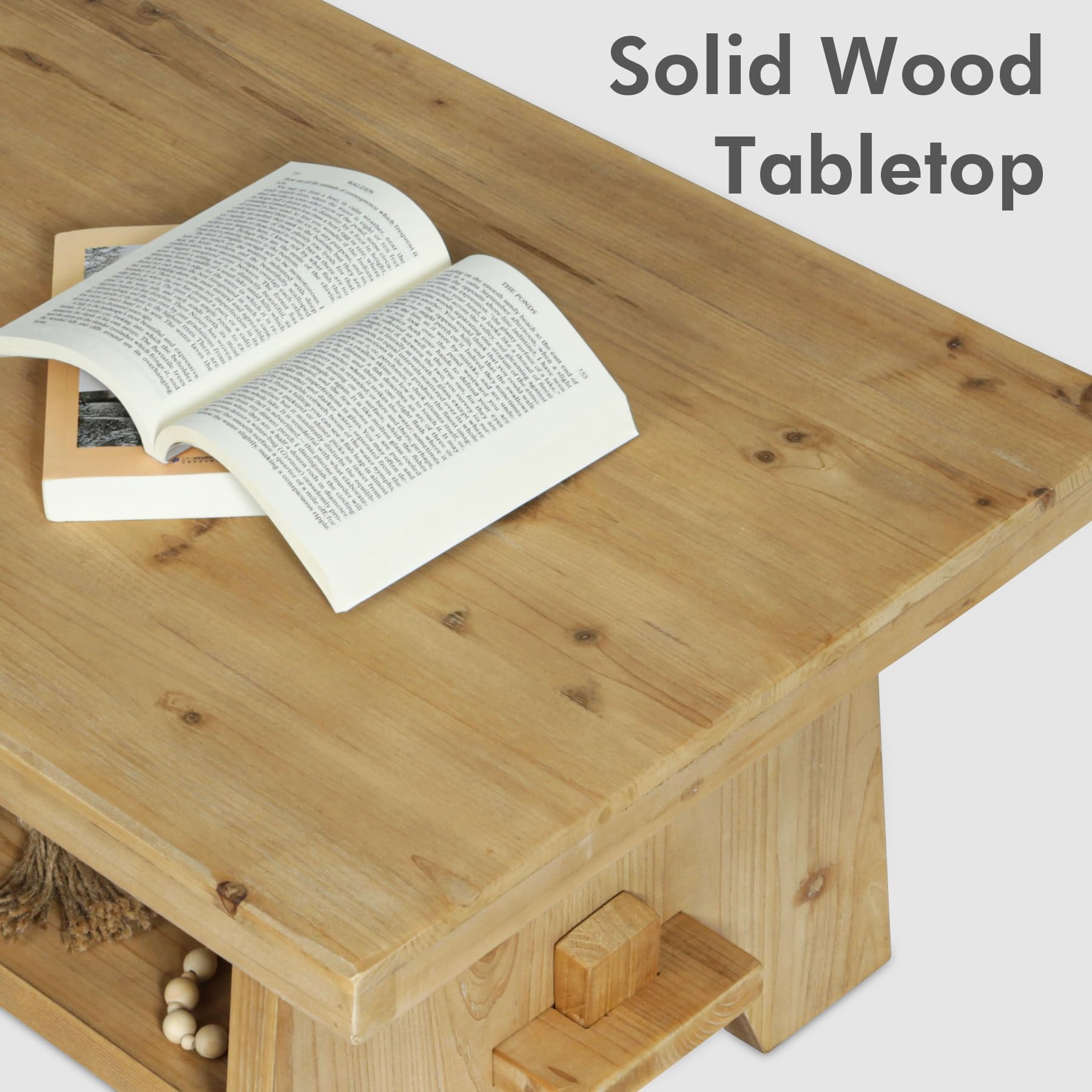 Rustic Farmhouse Wood Coffee Table - 43.4